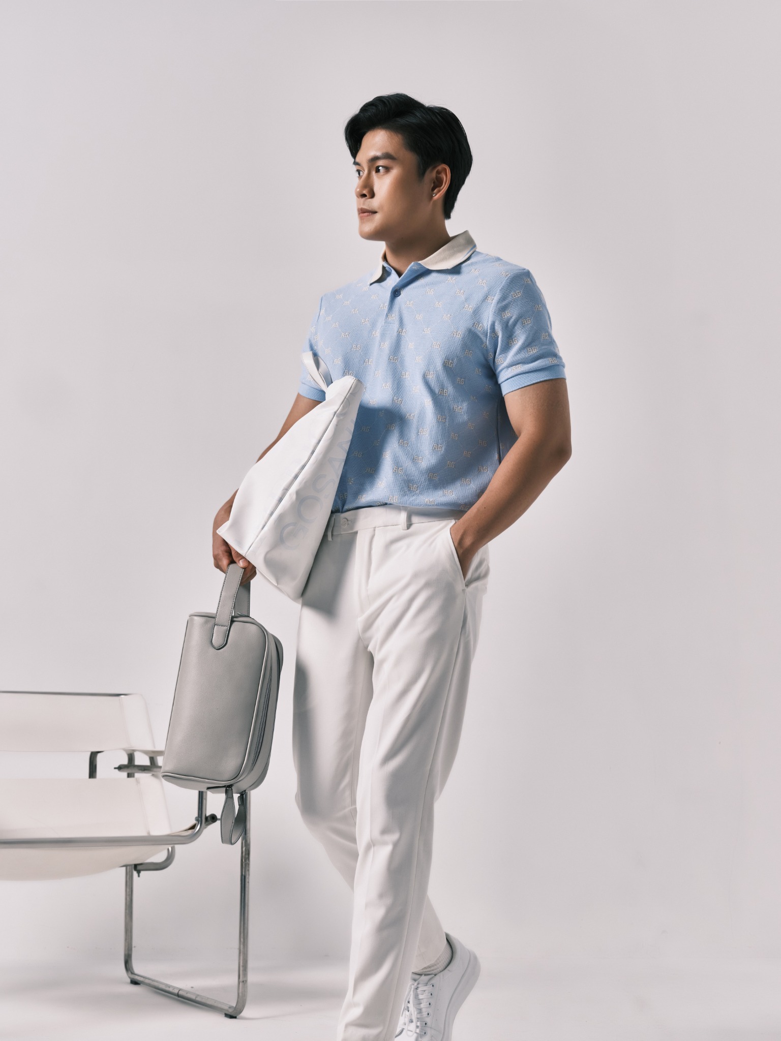 AG41 PREMIUM SLIMFIT MONOGRAM POLO - SKY BLUE