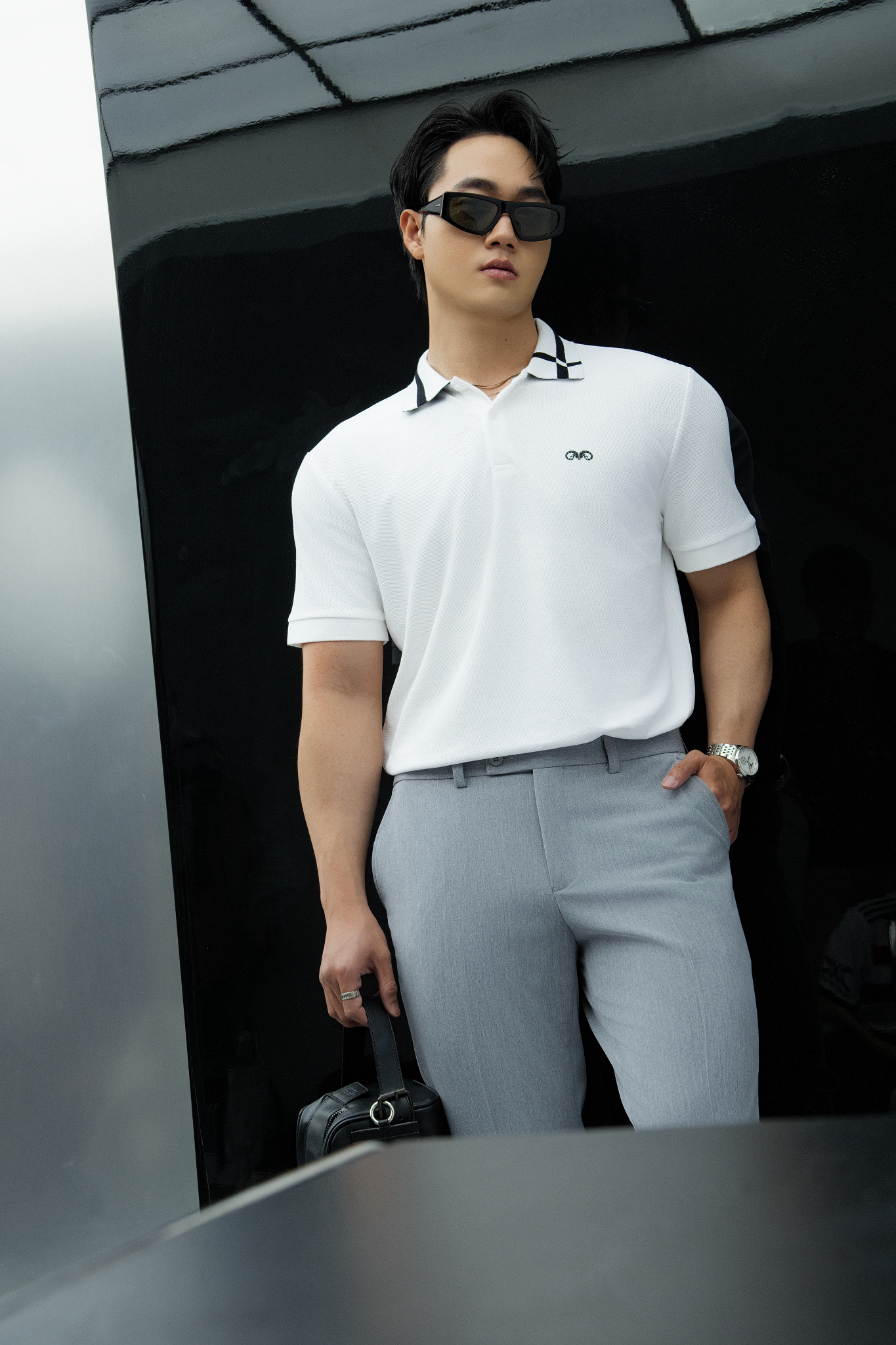 AG97 PREMIUM SLIMFIT POLO - WHITE