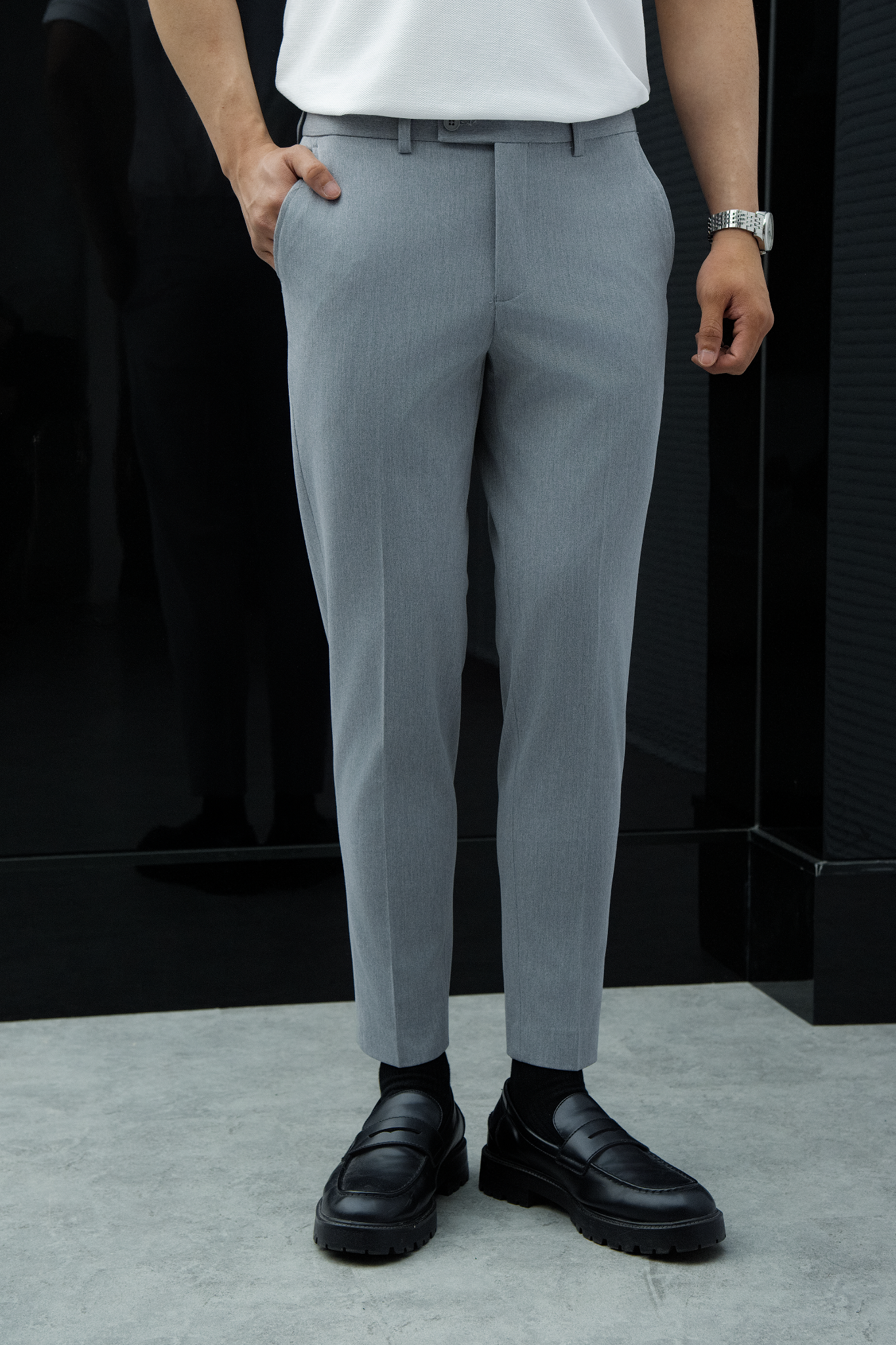 N57 FACTORY SLIMFIT ESSENTIAL TROUSERS - LIGHT GREY