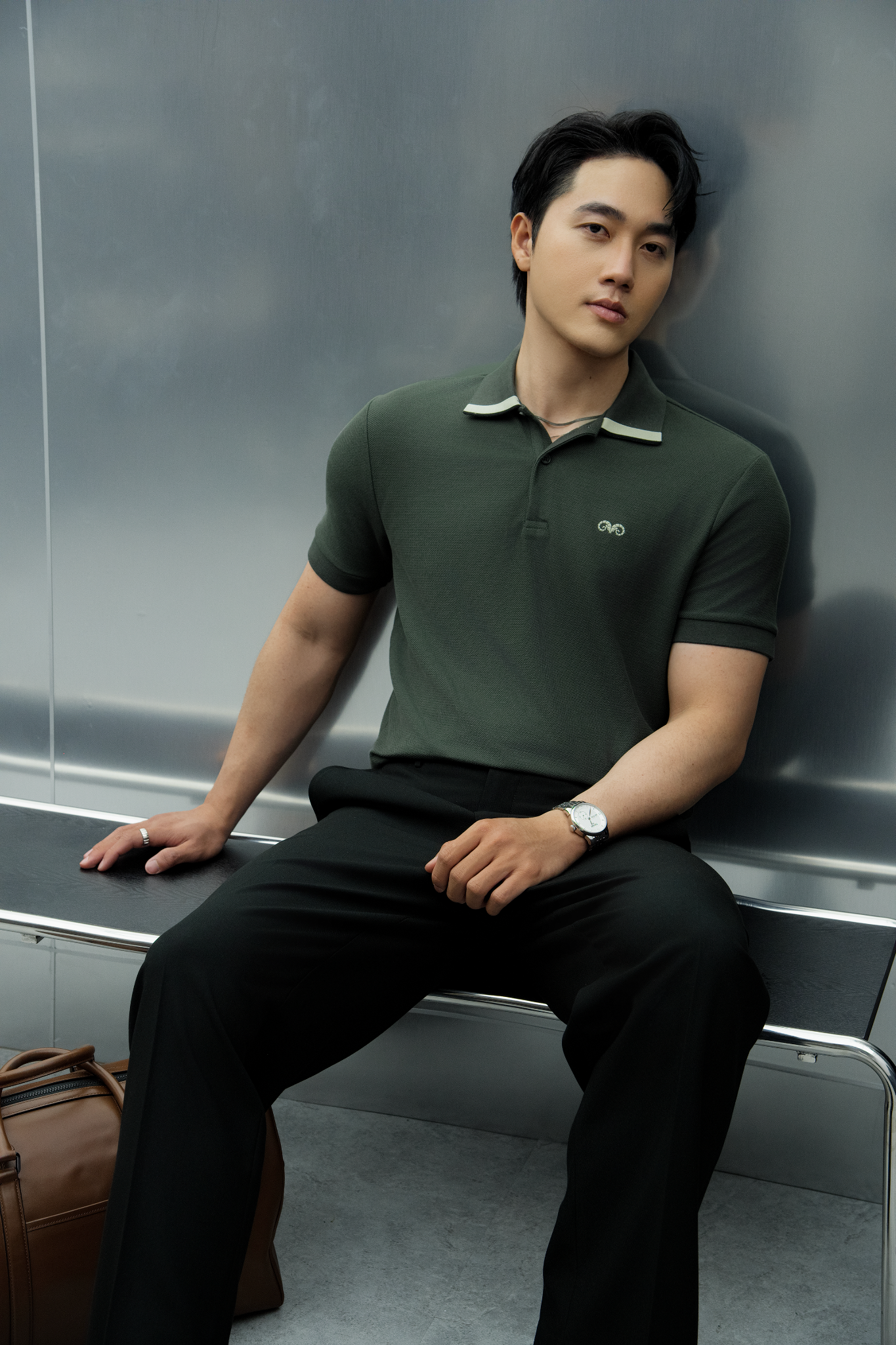 AG96 PREMIUM SLIMFIT POLO - DARK GREY