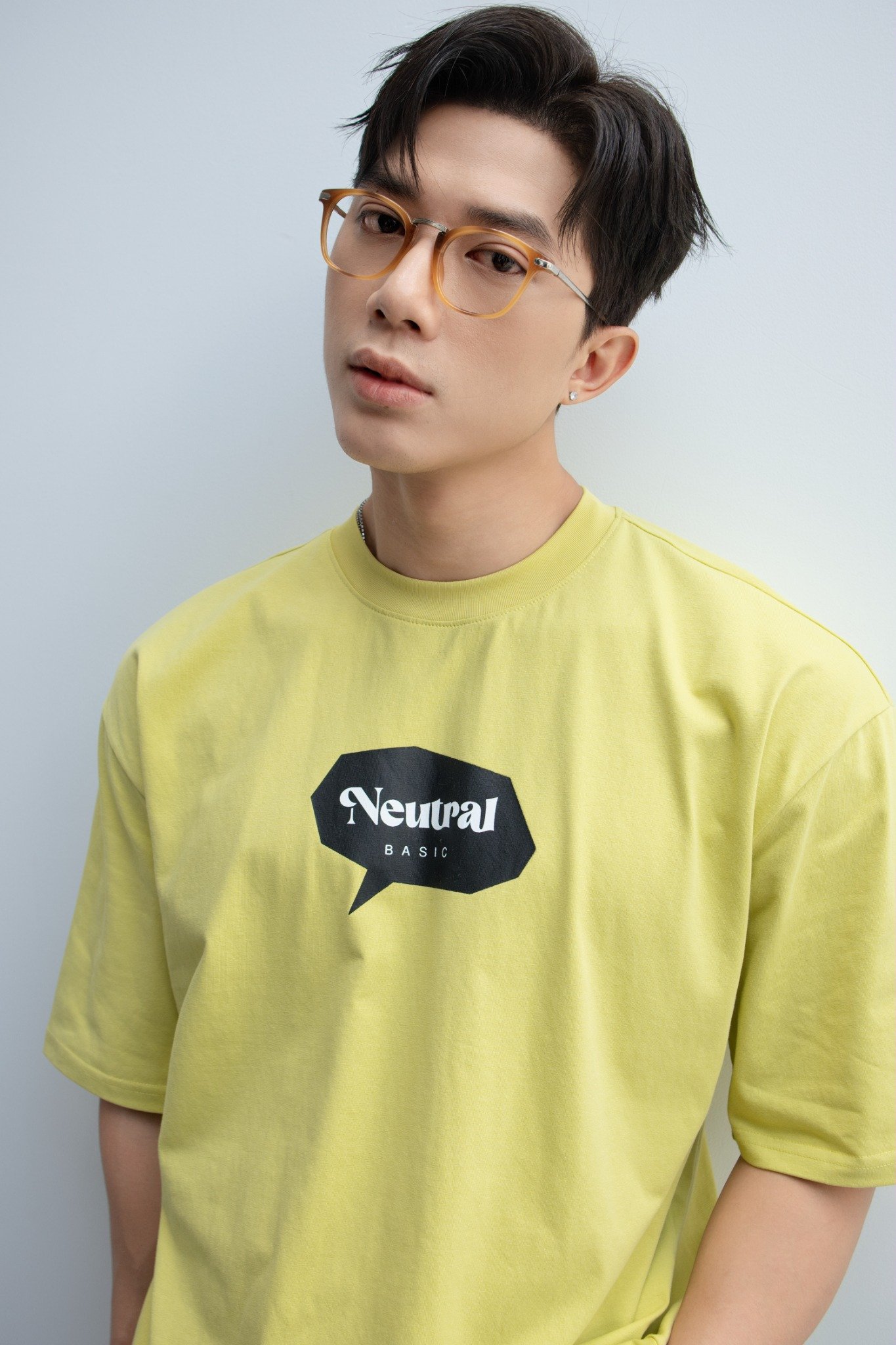 AG688 FACTORY OVERSIZE PRINTED "NEUTRAL" T-SHIRT - YELLOW