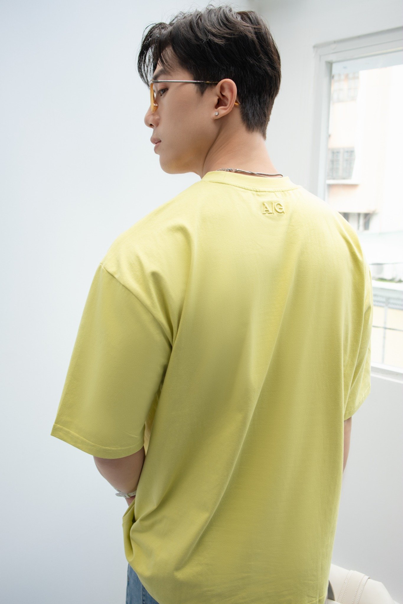 AG688 FACTORY OVERSIZE PRINTED "NEUTRAL" T-SHIRT - YELLOW