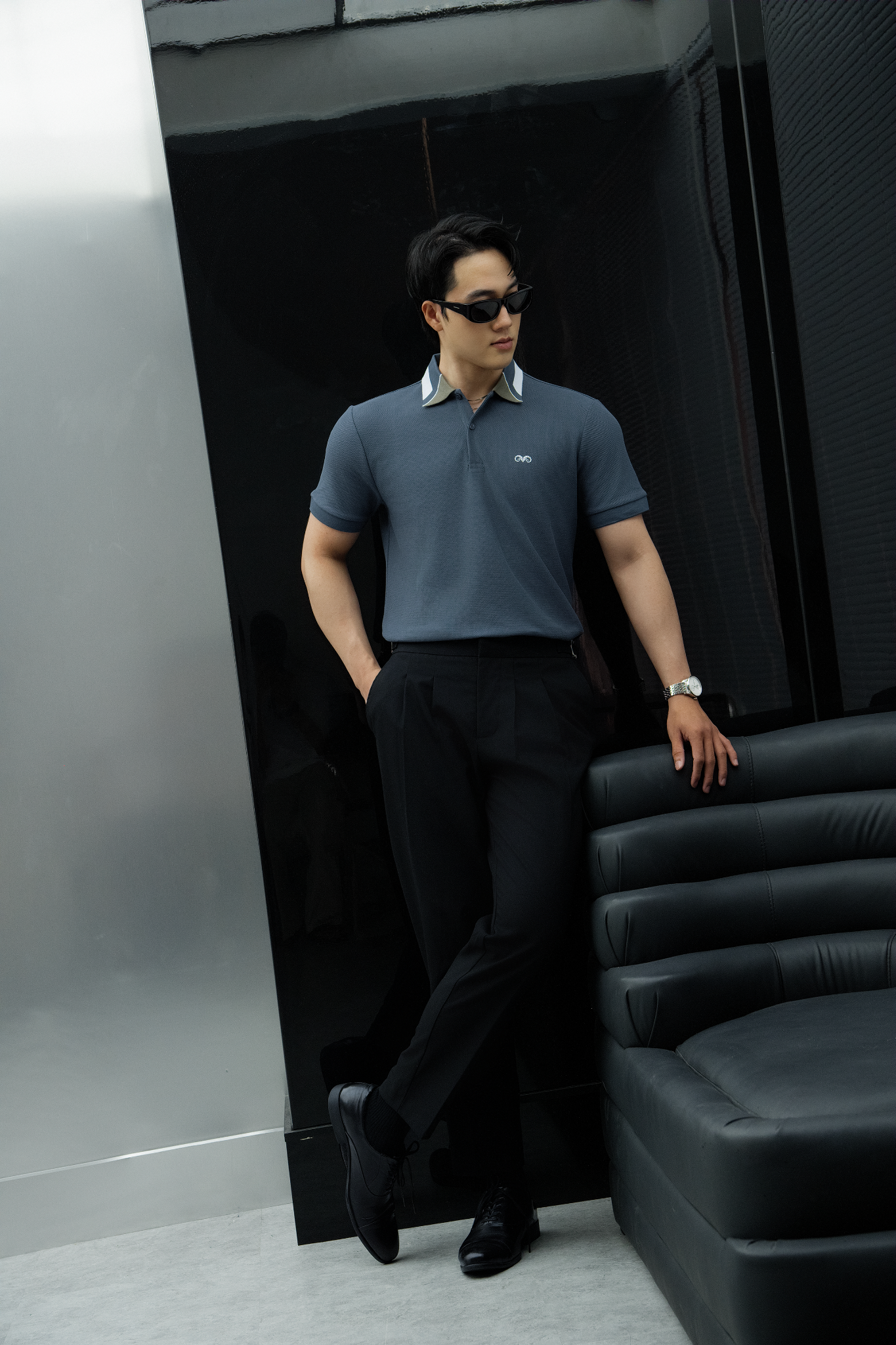AG95 PREMIUM SLIMFIT POLO - DARK GREY