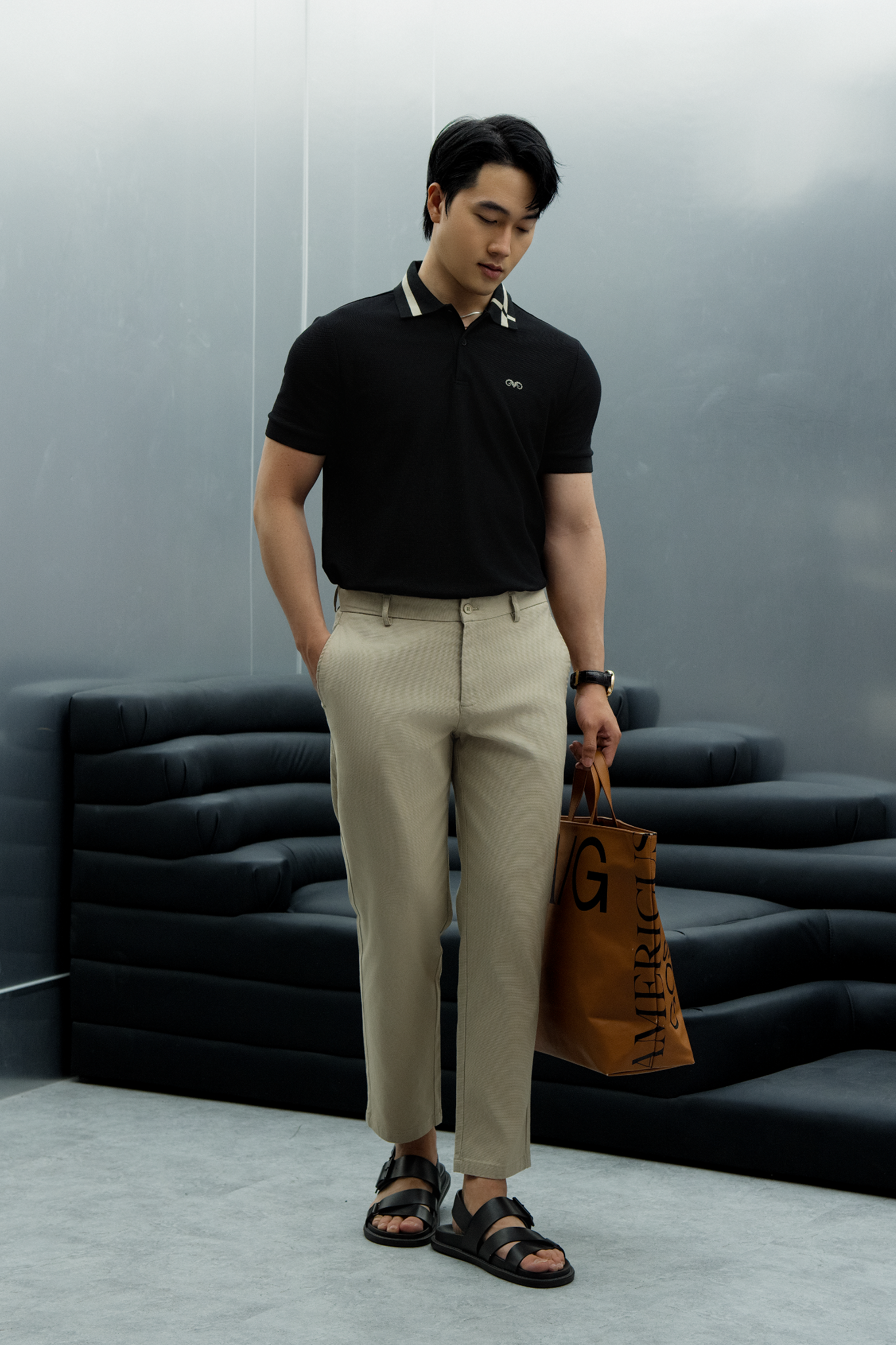 AG97 PREMIUM SLIMFIT POLO - BLACK