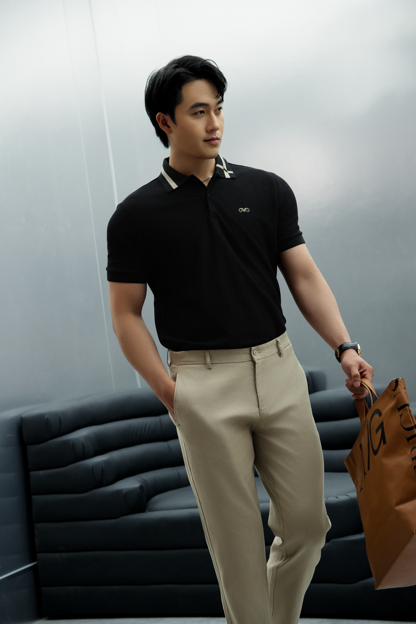AG97 PREMIUM SLIMFIT POLO - BLACK