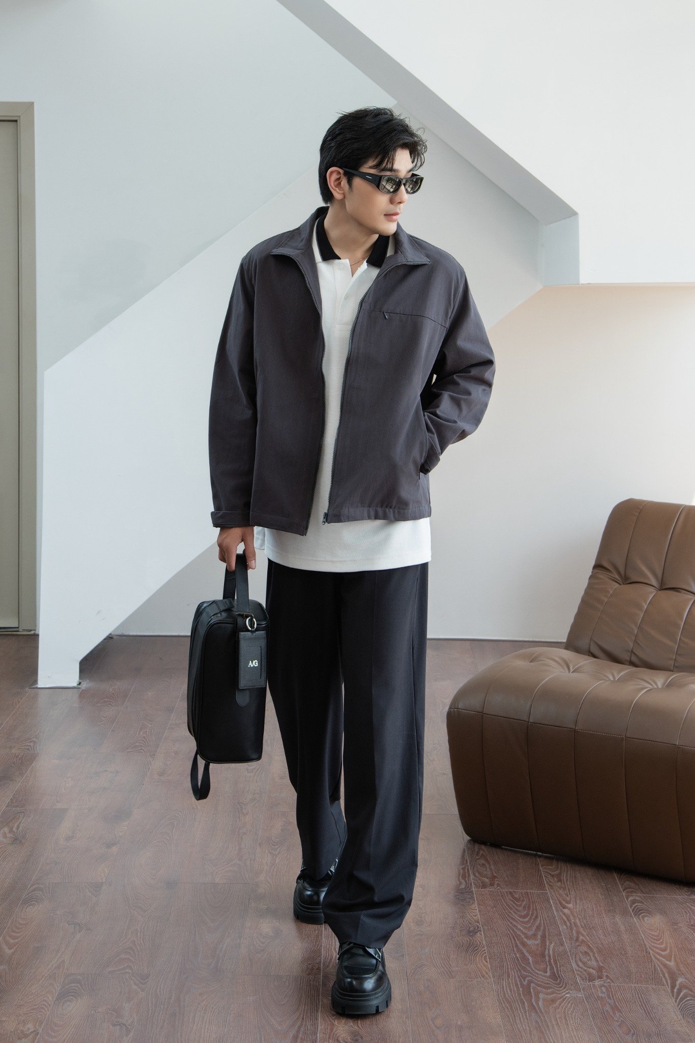 AG01 STUDIO LOOSE FIT KHAKI JACKET - BLACK