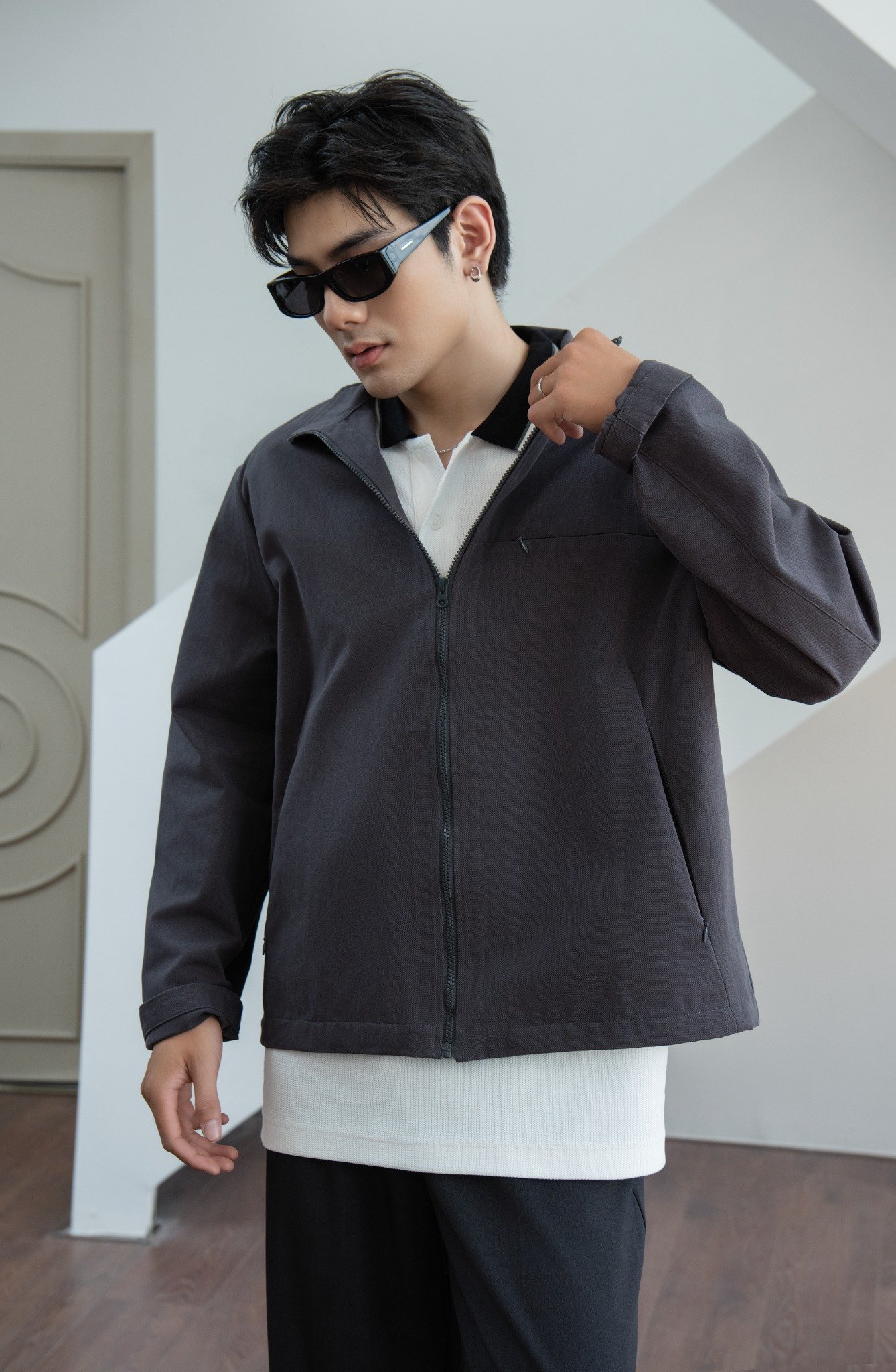 AG01 STUDIO LOOSE FIT KHAKI JACKET - BLACK