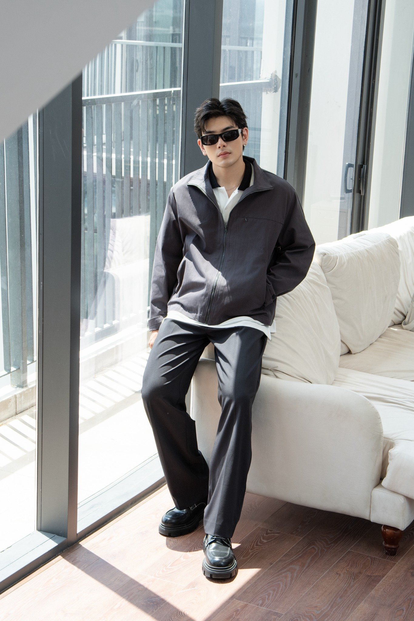 AG01 STUDIO LOOSE FIT KHAKI JACKET - BLACK