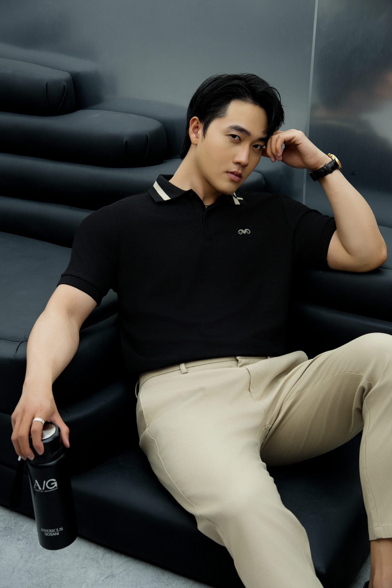 AG97 PREMIUM SLIMFIT POLO - BLACK