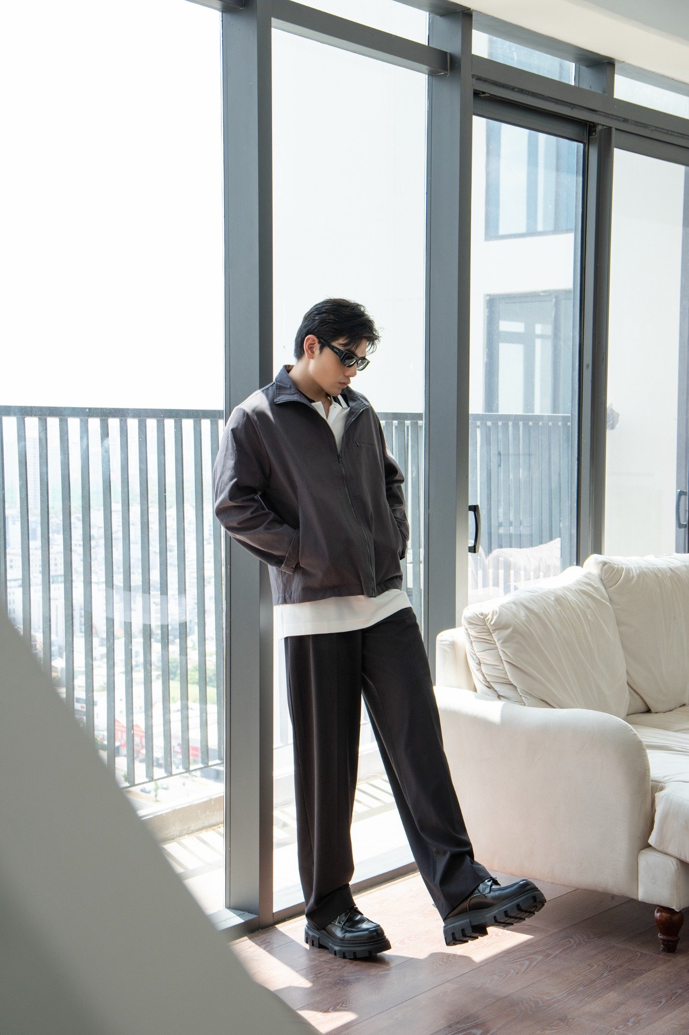AG01 STUDIO LOOSE FIT KHAKI JACKET - BLACK