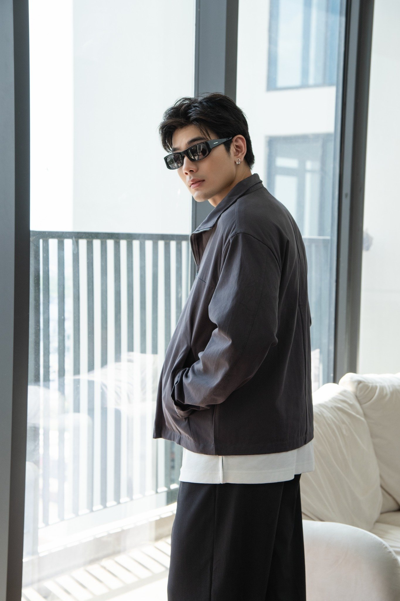 AG01 STUDIO LOOOSE FIT NEW KHAKI JACKET - BLACK