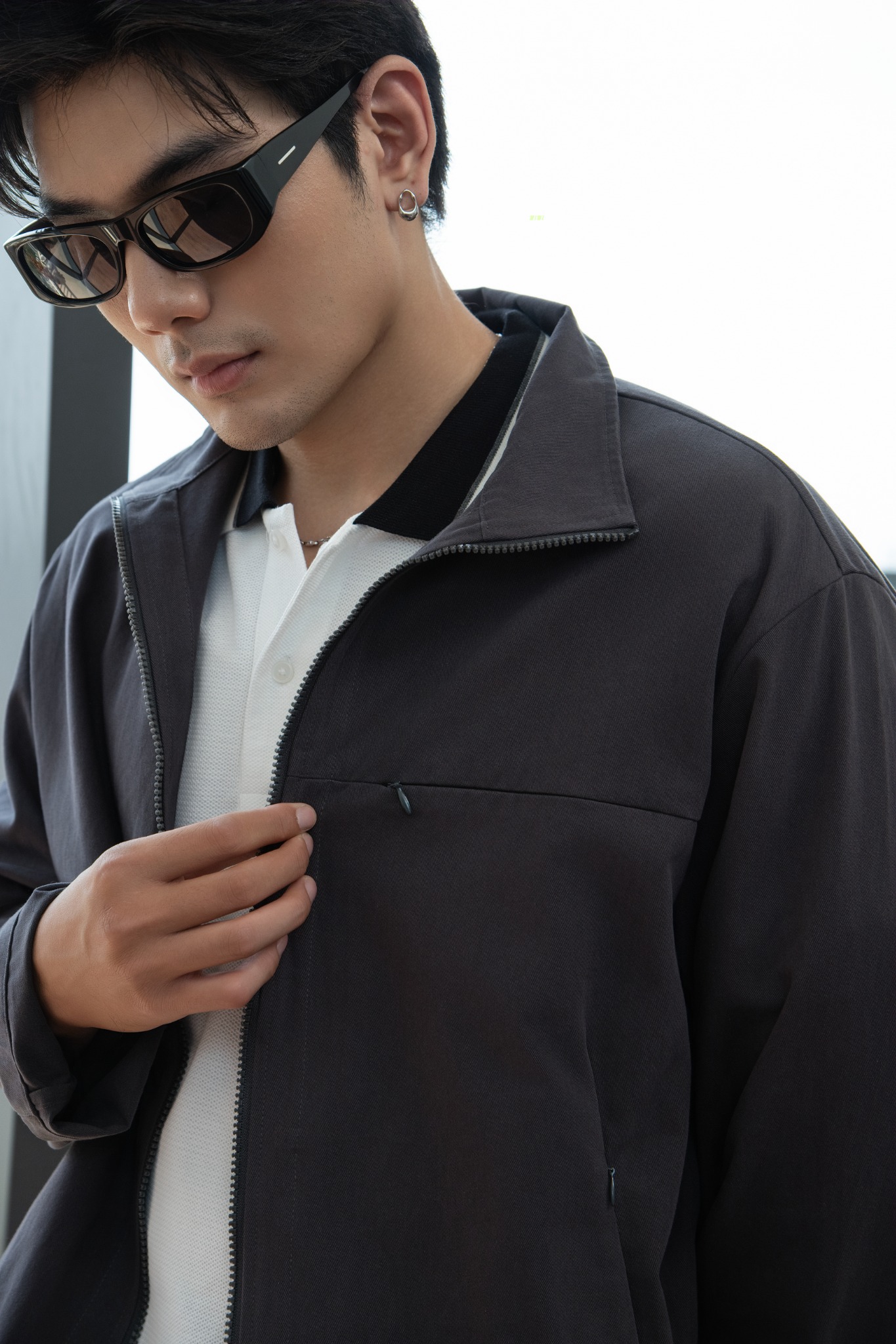 AG01 STUDIO LOOOSE FIT NEW KHAKI JACKET - BLACK