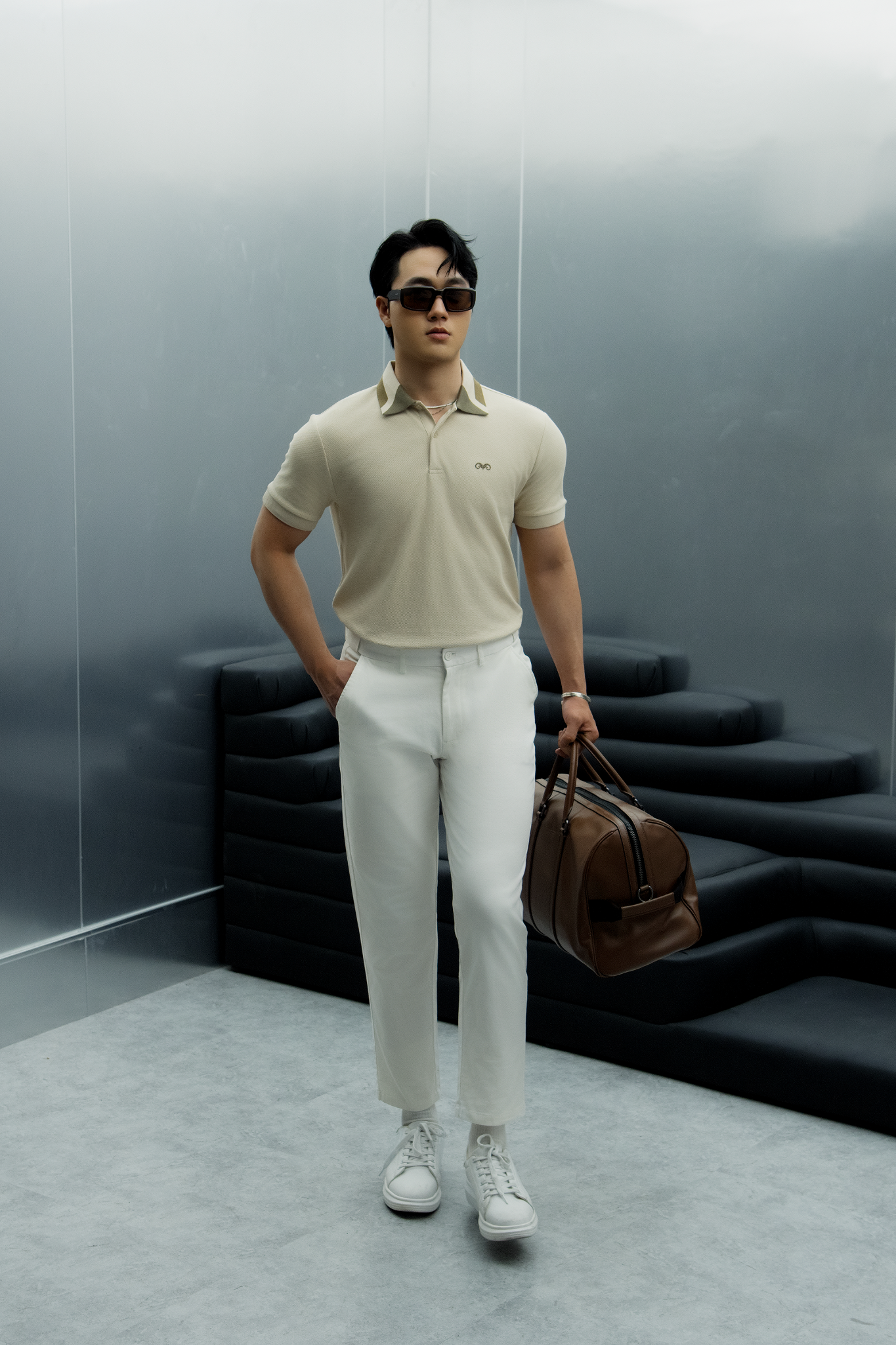 AG95 PREMIUM SLIMFIT POLO - BEIGE