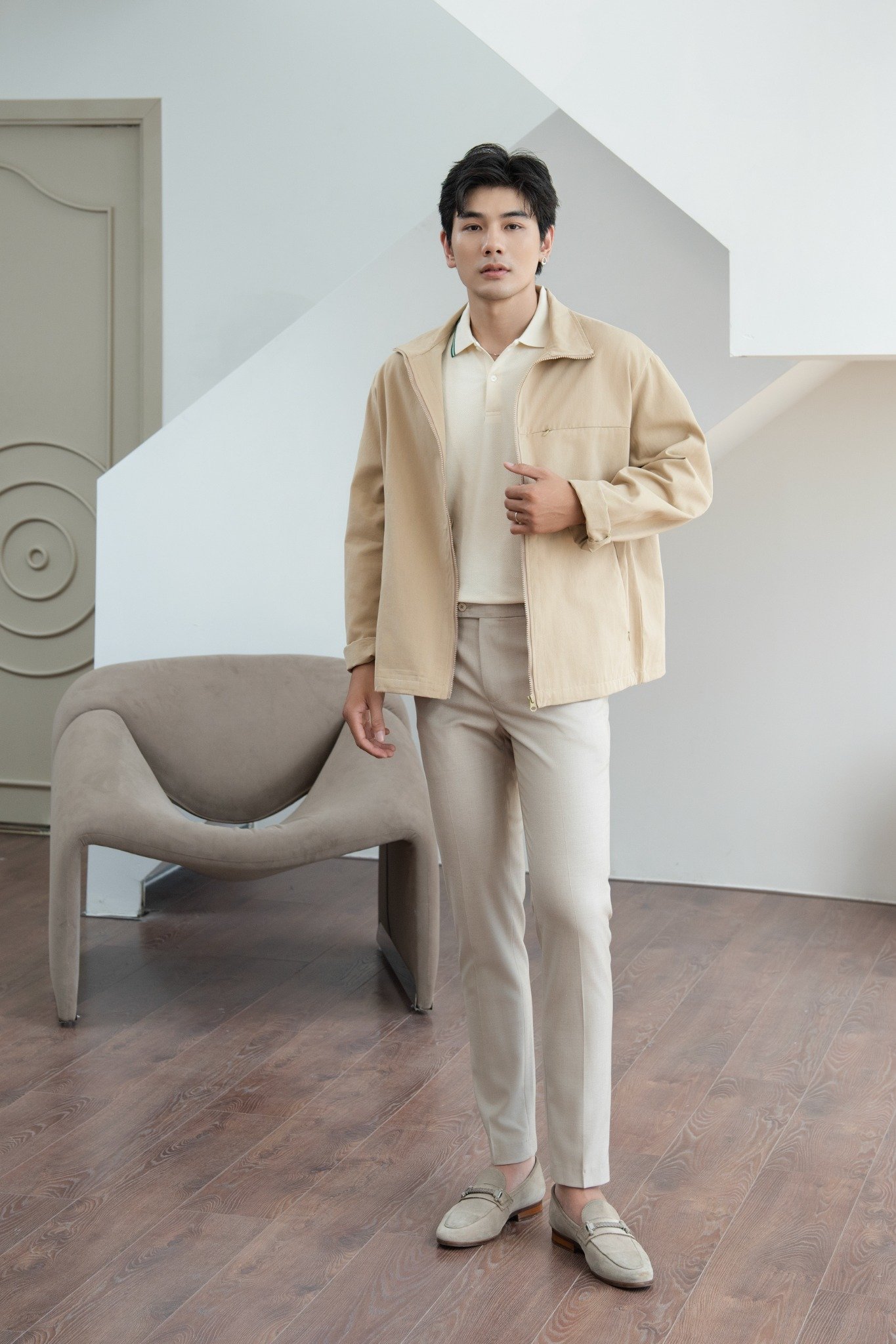 AG01 STUDIO LOOSE FIT KHAKI JACKET - BROWN