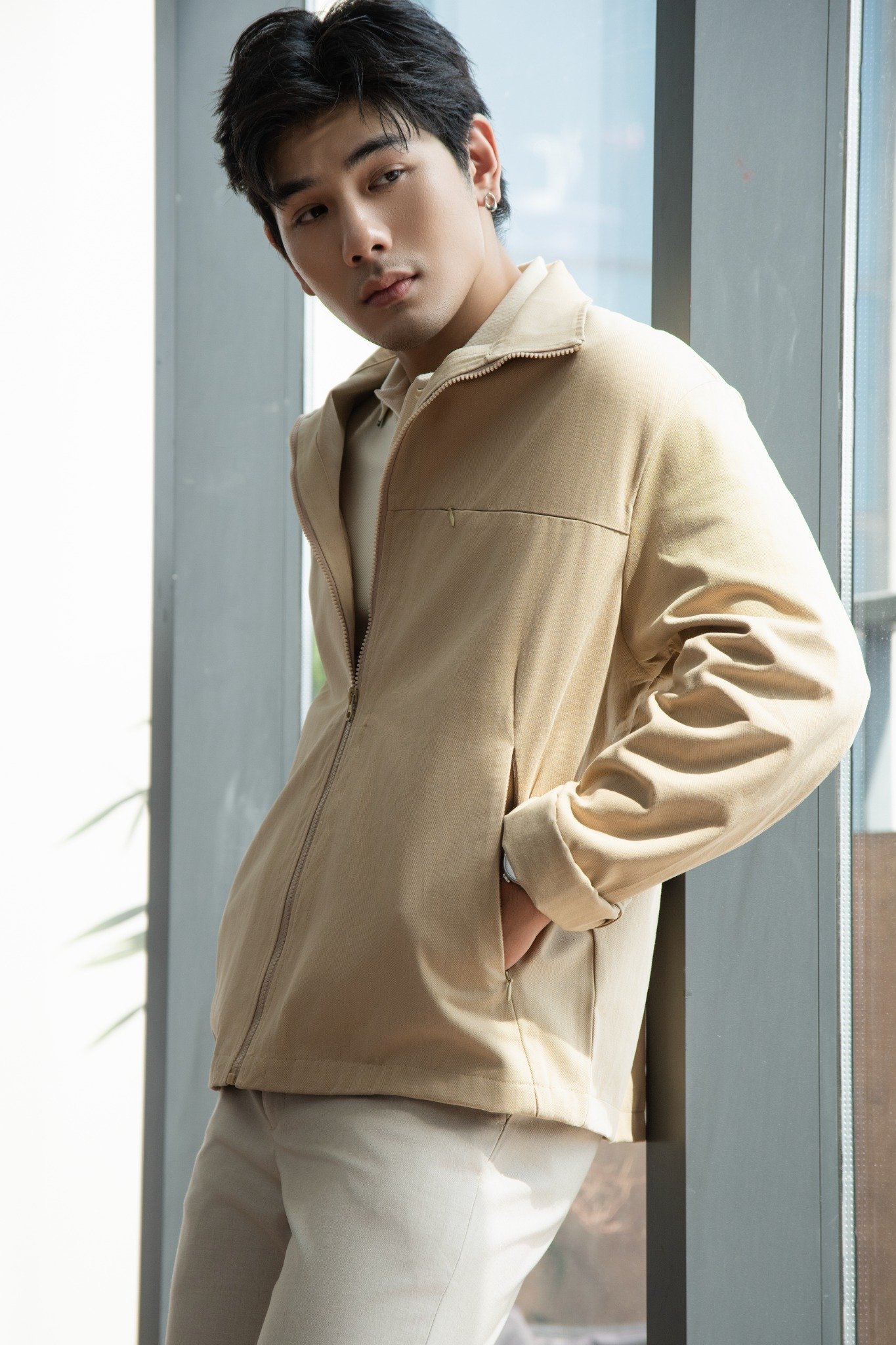AG01 STUDIO LOOSE FIT KHAKI JACKET - BROWN