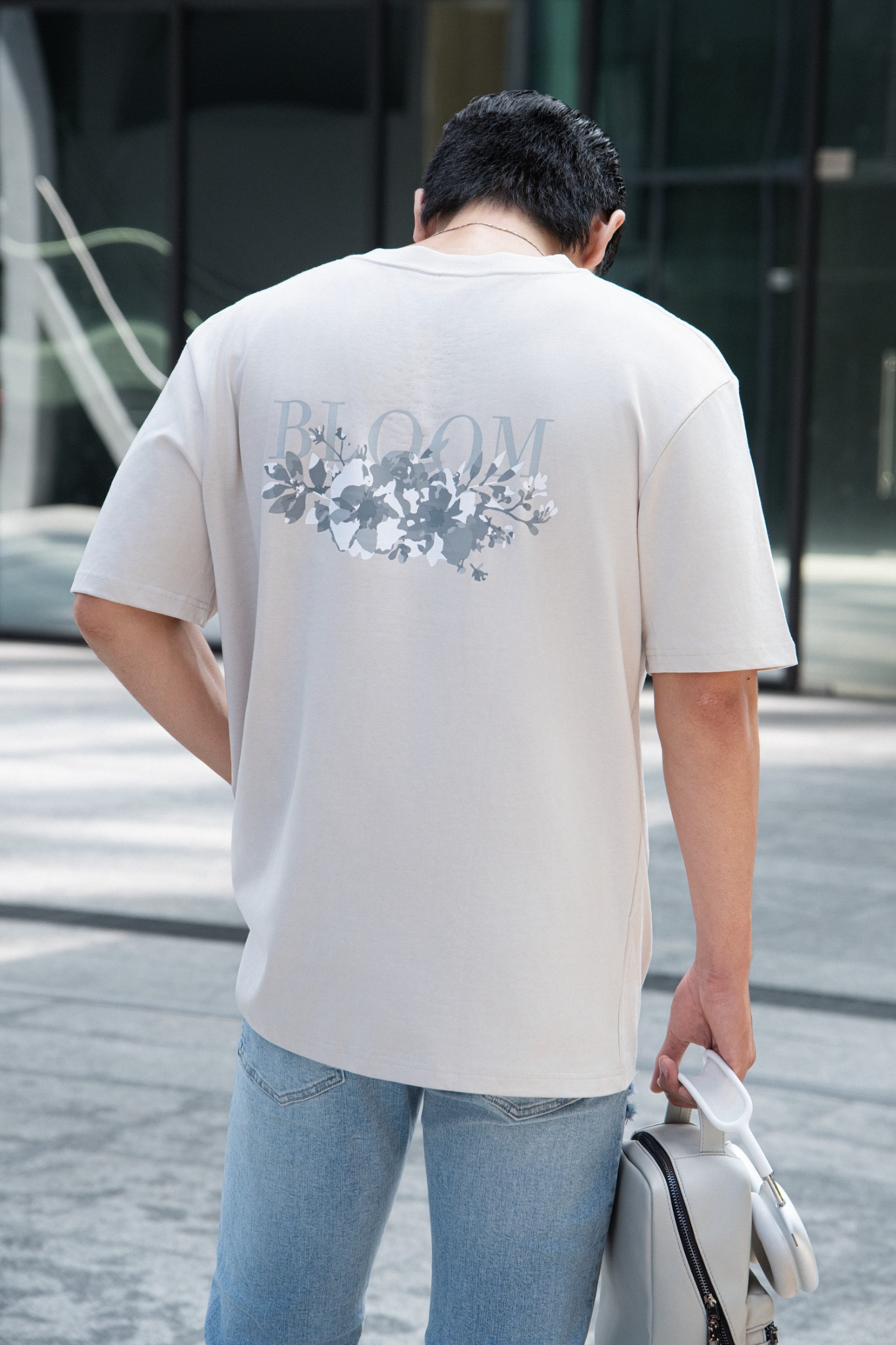 TA02 FACTORY OVERSIZE T-SHIRT BLOOM FLOWERS - WHITE