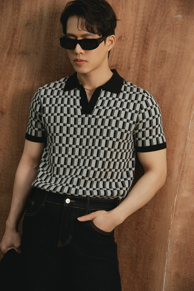 AG749 PREMIUM REGULAR FIT KNIT POLO - BLACK