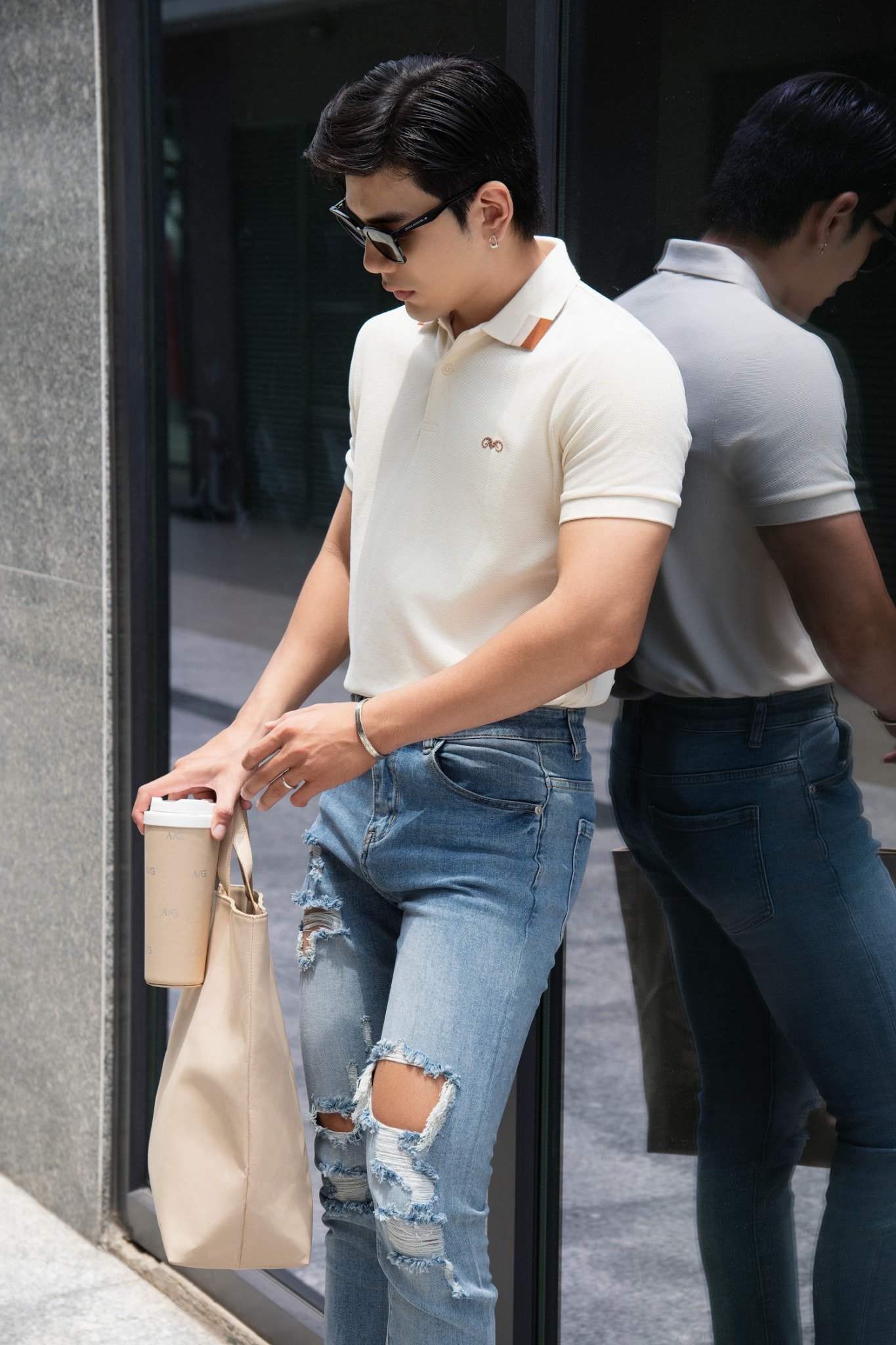 AG65 PREMIUM SLIMFIT POLO - OFF WHITE