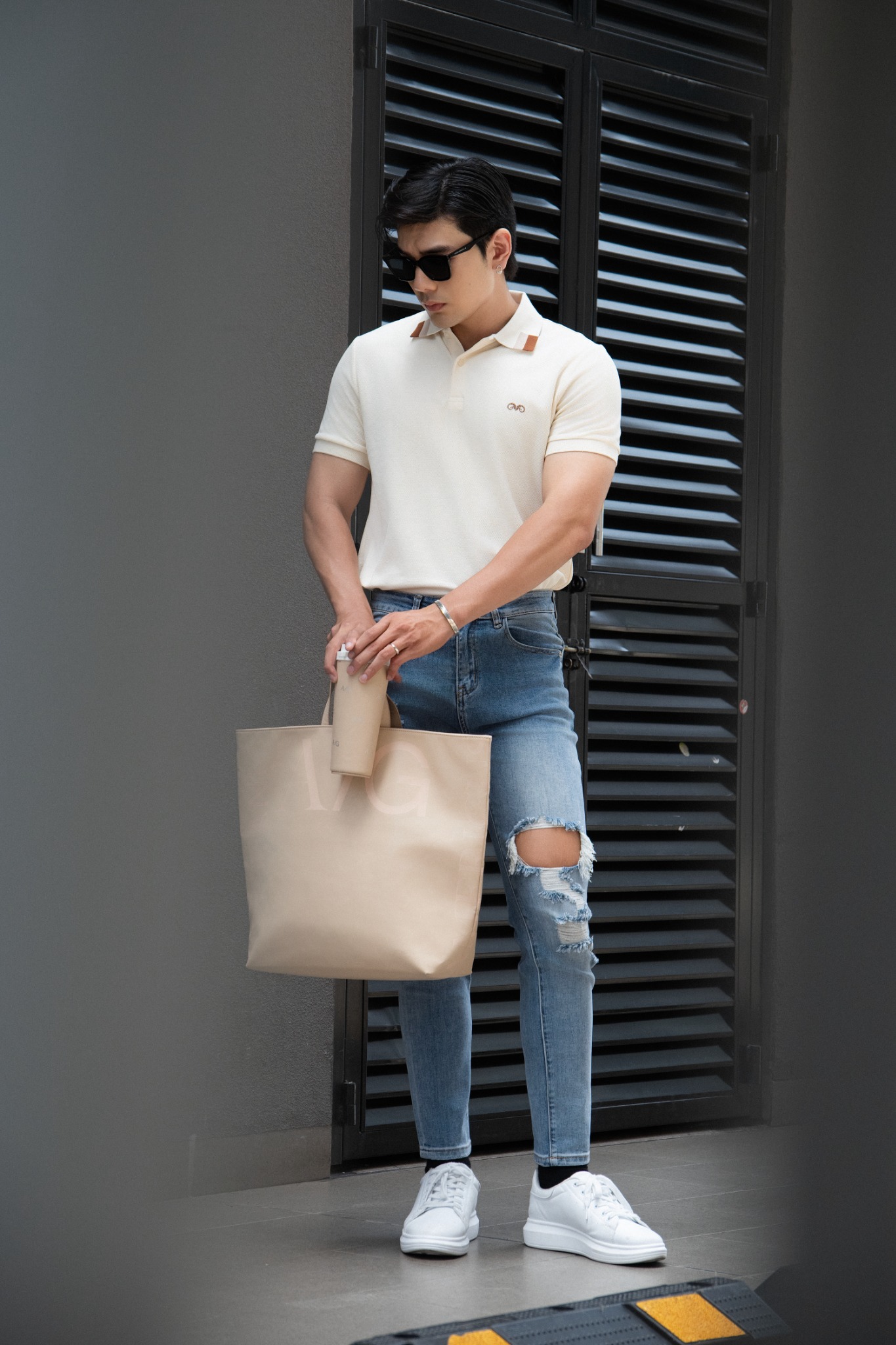 AG65 PREMIUM SLIMFIT POLO - OFF WHITE