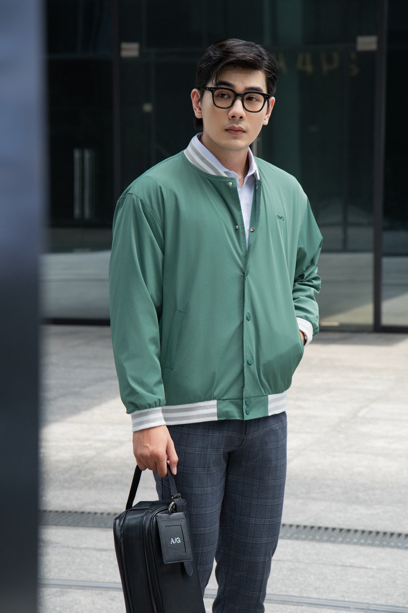 AG19 FACTORY LOOSE FIT BASIC BOMBER - GREEN