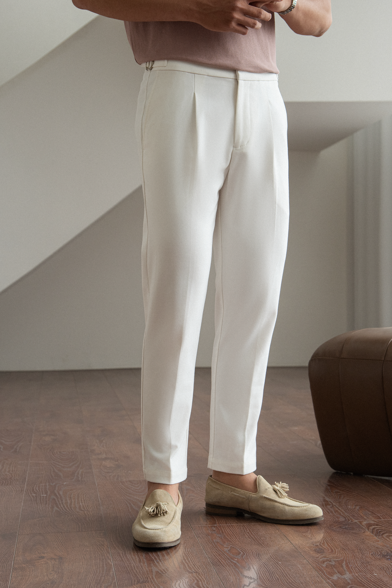 AG01 PREMIUM SLIMFIT SIDETAB TROUSERS - WHITE