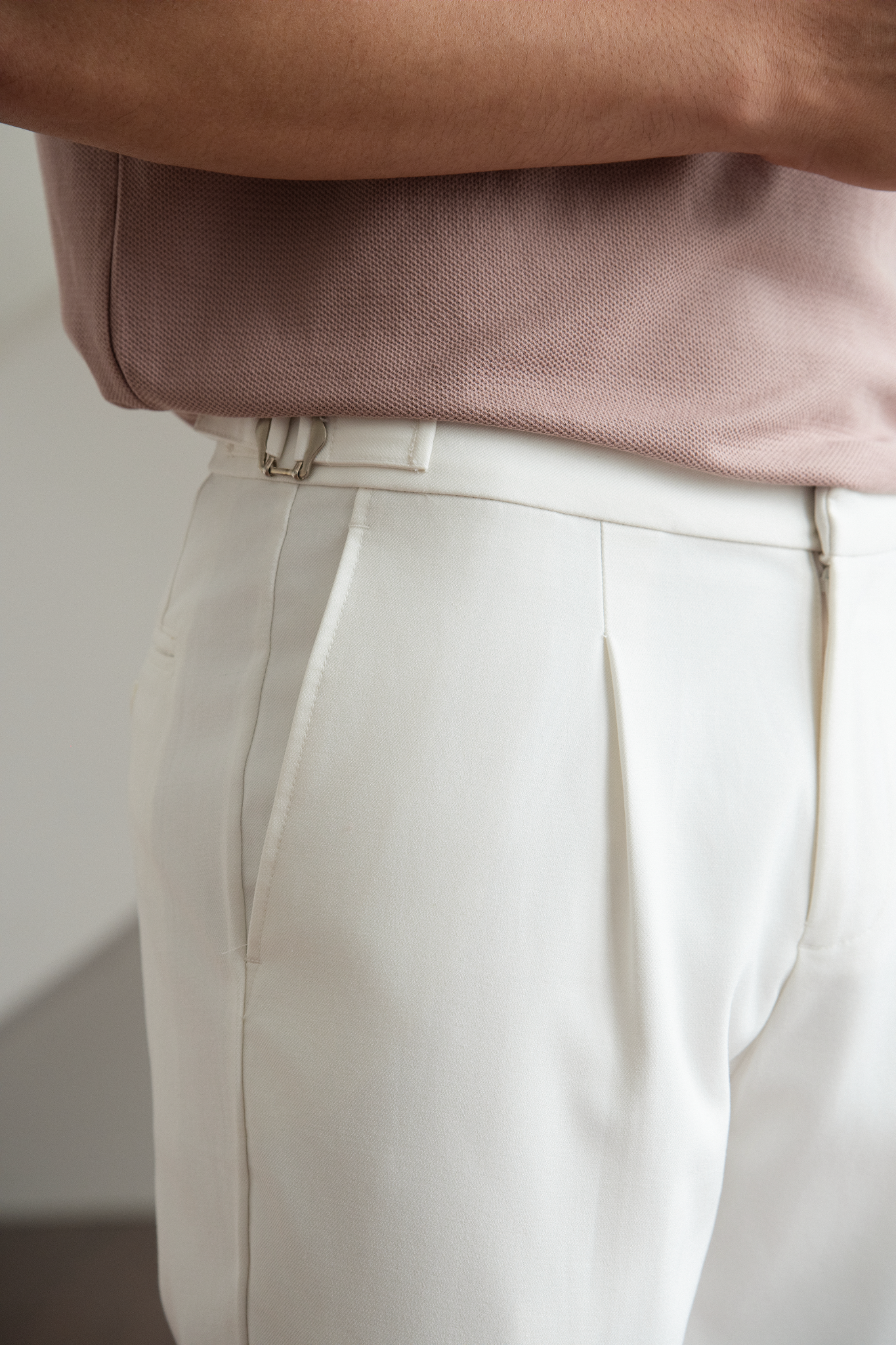 AG01 PREMIUM SLIMFIT SIDETAB TROUSERS - WHITE