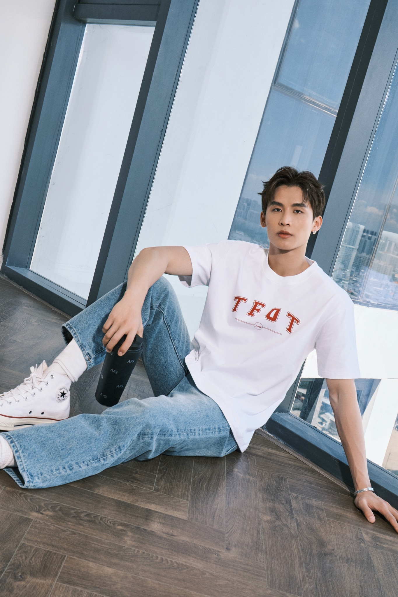 AG06 STUDIO LOOSE FIT PRINTED "TFOT" T-SHIRT - WHITE