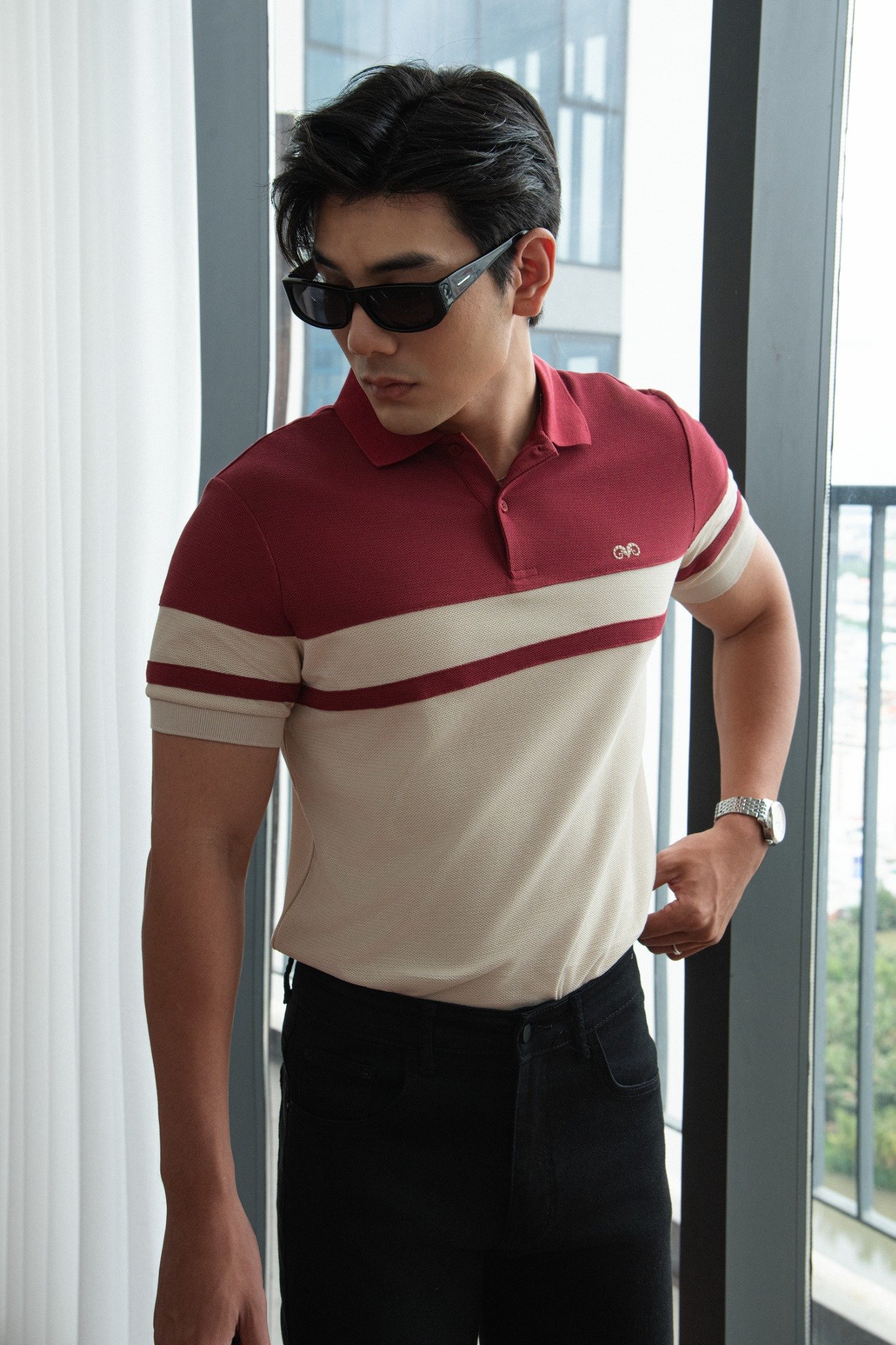 AG86 PREMIUM SLIMFIT MIXED COLOR POLO - DARK RED