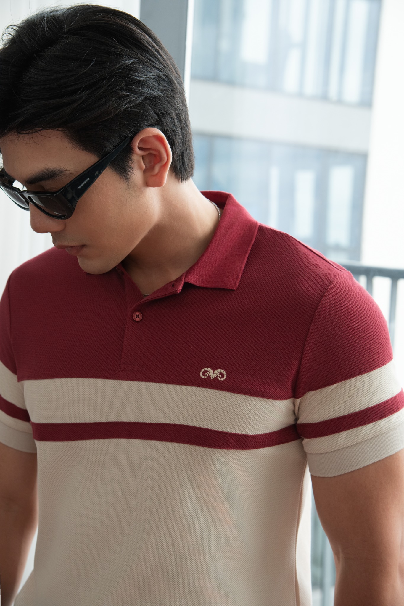 AG86 PREMIUM SLIMFIT MIXED COLOR POLO - DARK RED