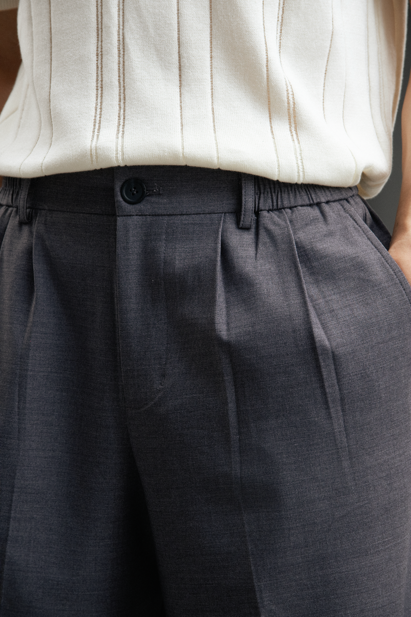 AG11 STUDIO LOOSE FIT RELAX TROUSERS - LIGHT GREY