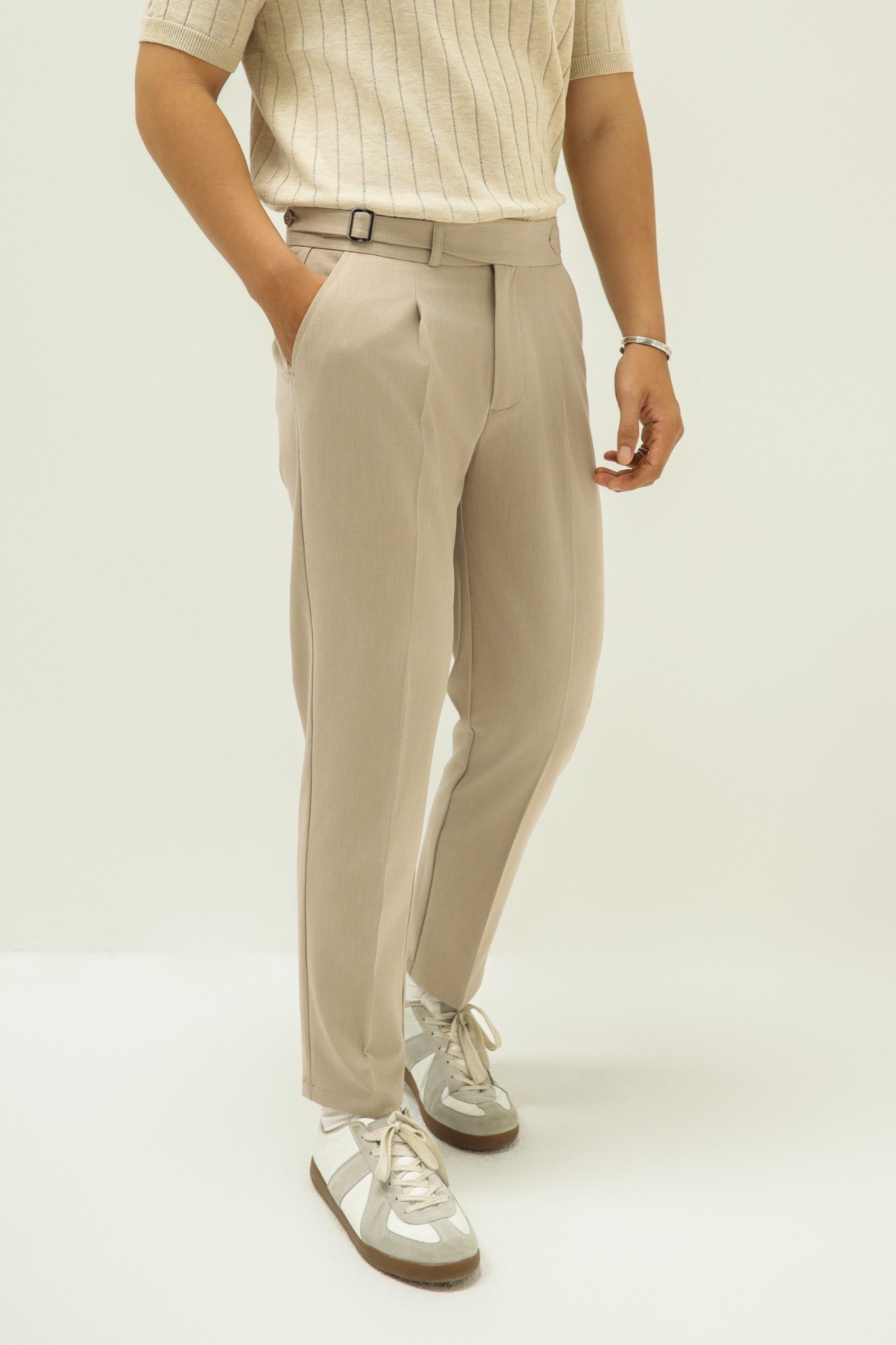 AG551 PREMIUM SLIMFIT SIDETAB TROUSERS - BEIGE
