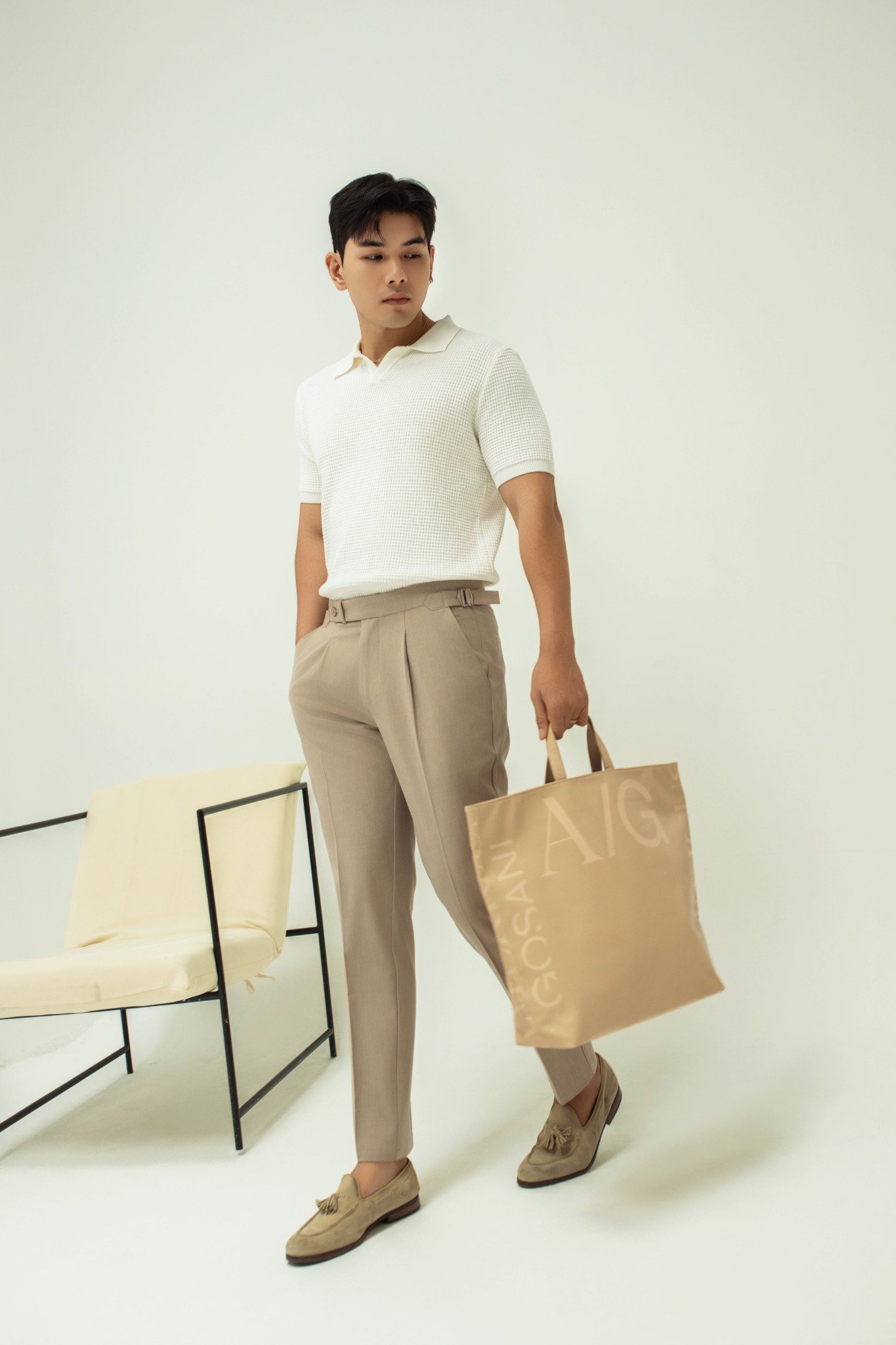 AG739 PREMIUM REGULAR FIT KNIT POLO - WHITE