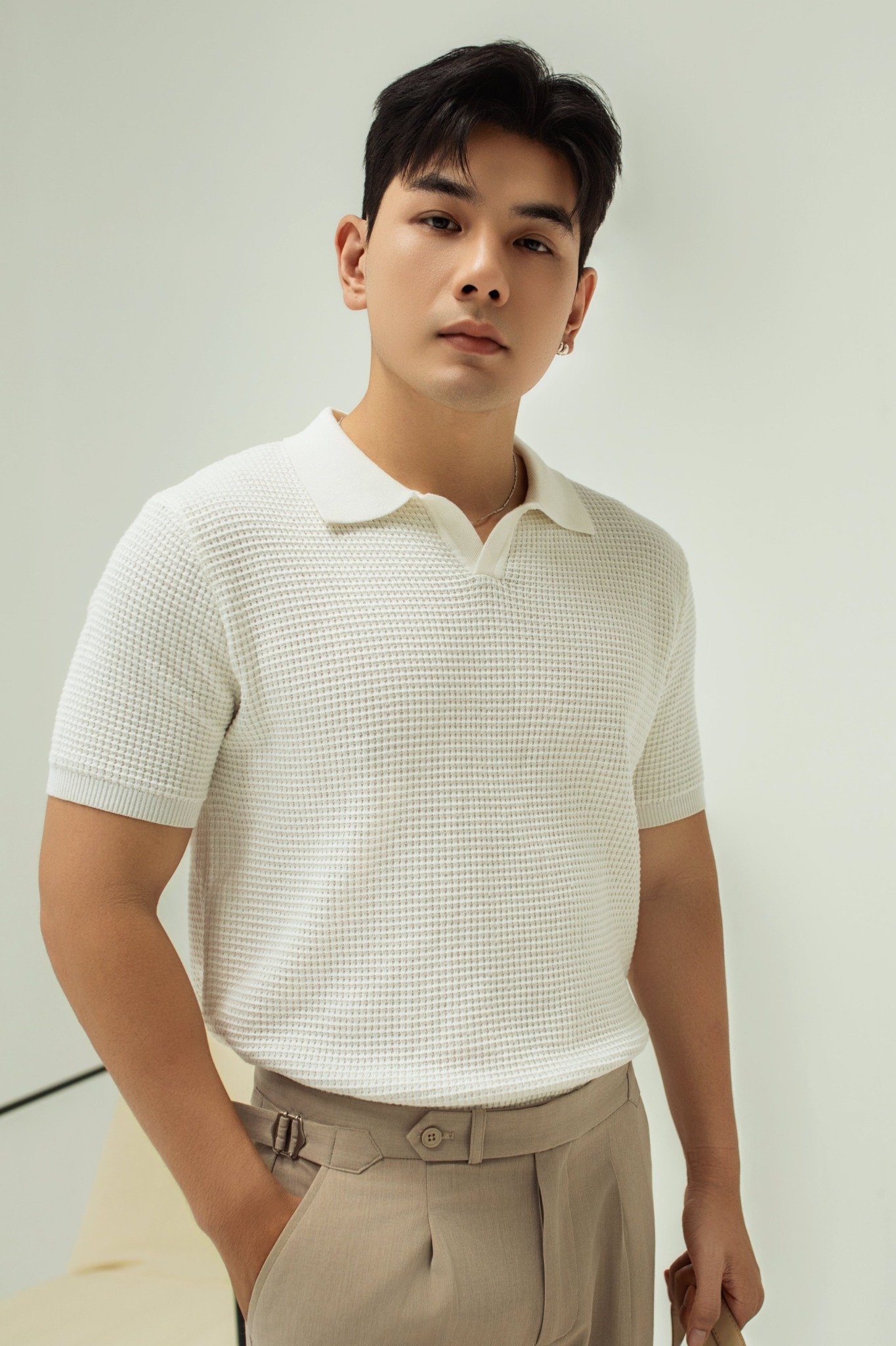 AG739 PREMIUM REGULAR FIT KNIT POLO - WHITE