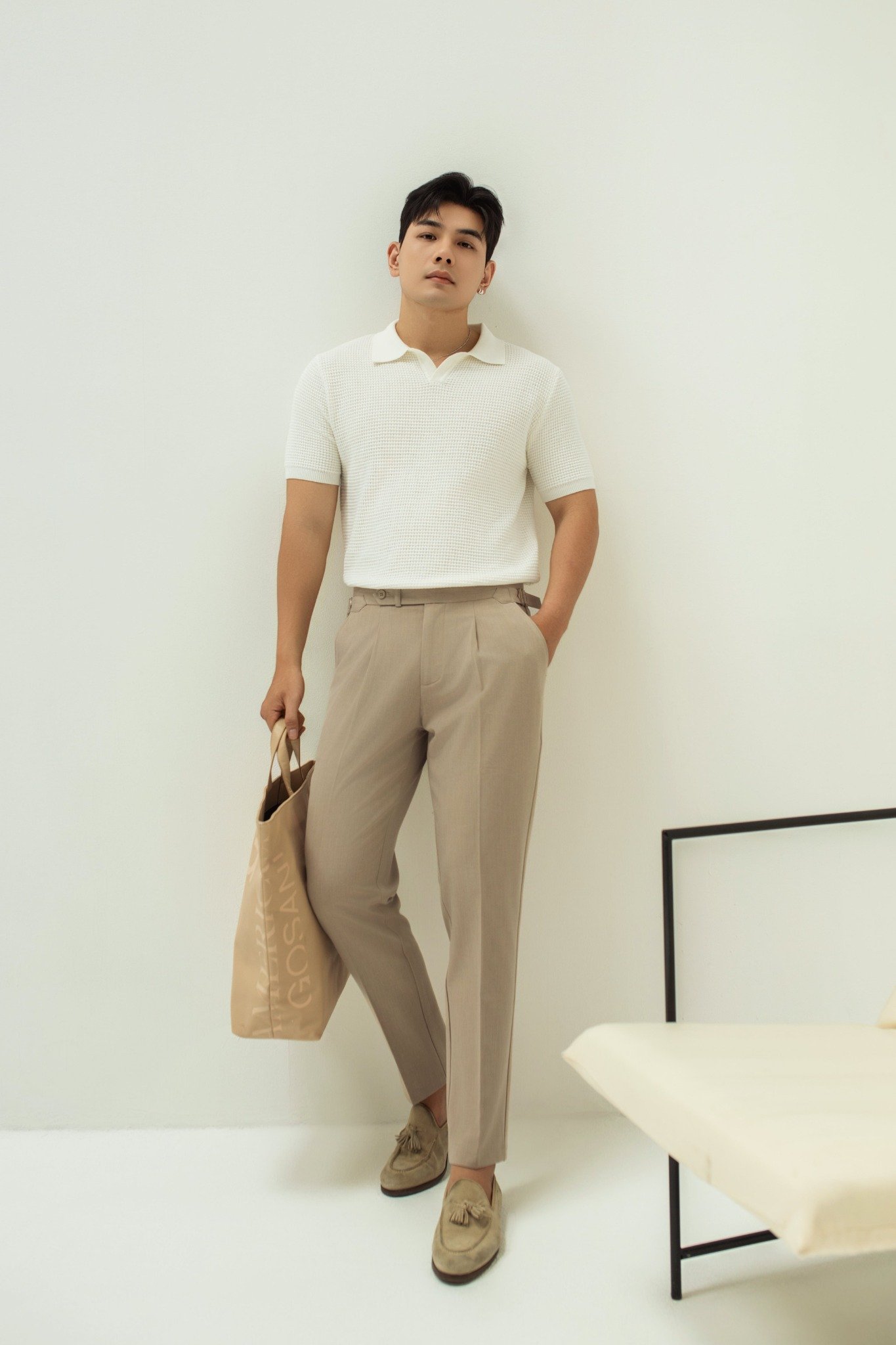 AG739 PREMIUM REGULAR FIT KNIT POLO - WHITE