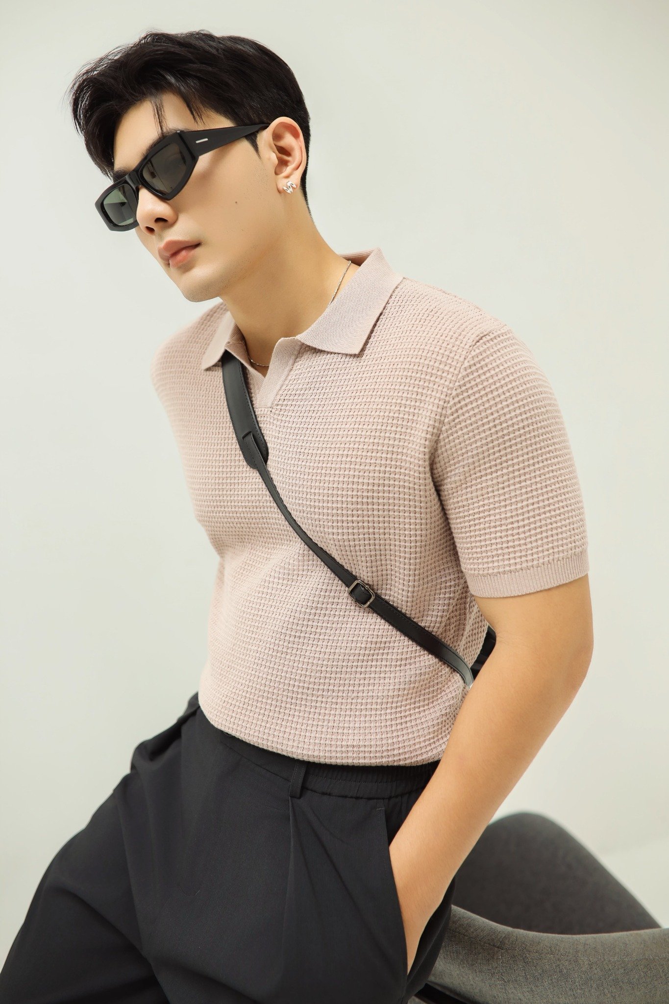 AG739 PREMIUM REGULAR FIT KNIT POLO - PINK