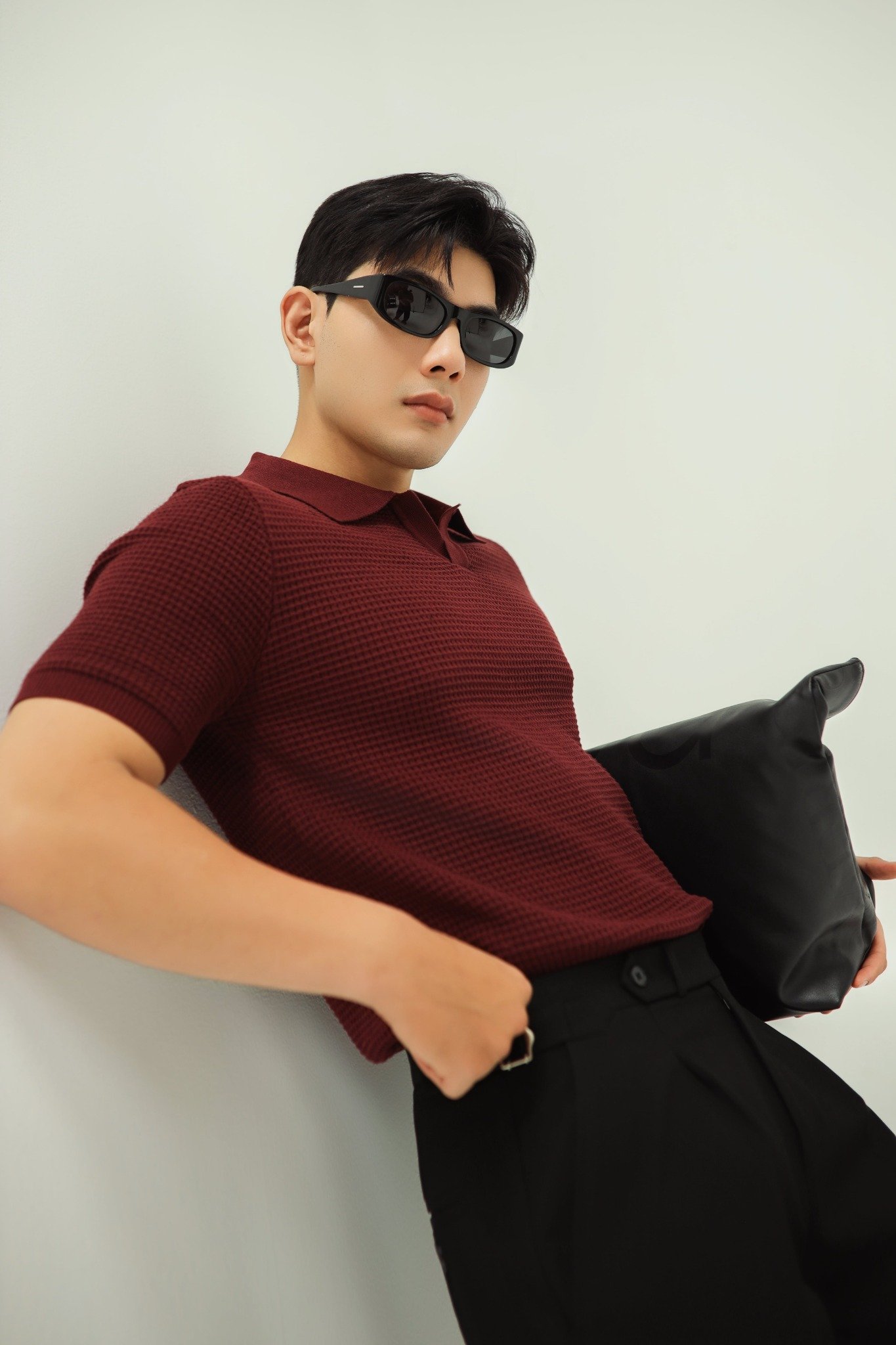AG739 PREMIUM REGULAR FIT KNIT POLO - DARK RED