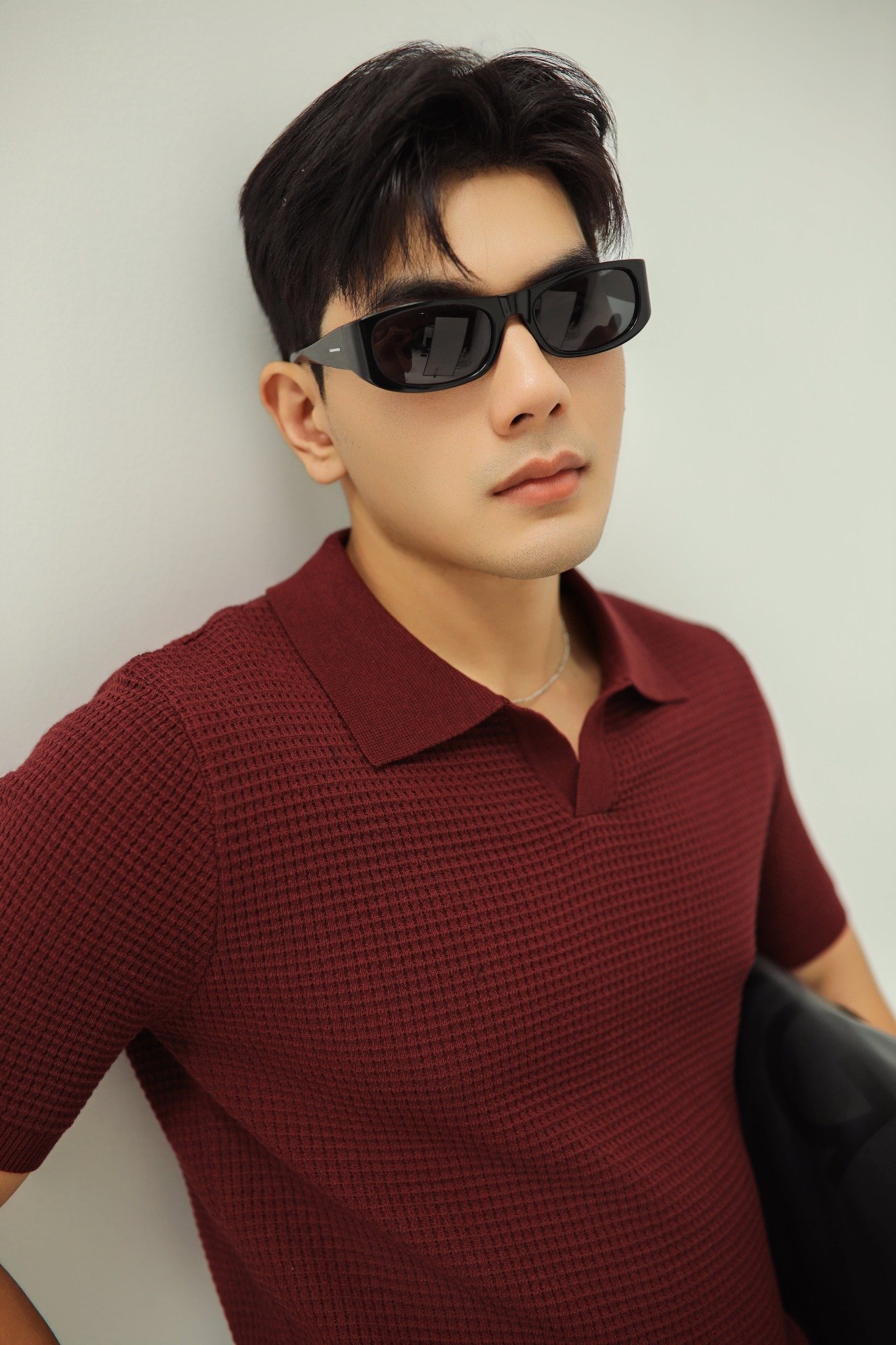 AG739 PREMIUM REGULAR FIT KNIT POLO - DARK RED