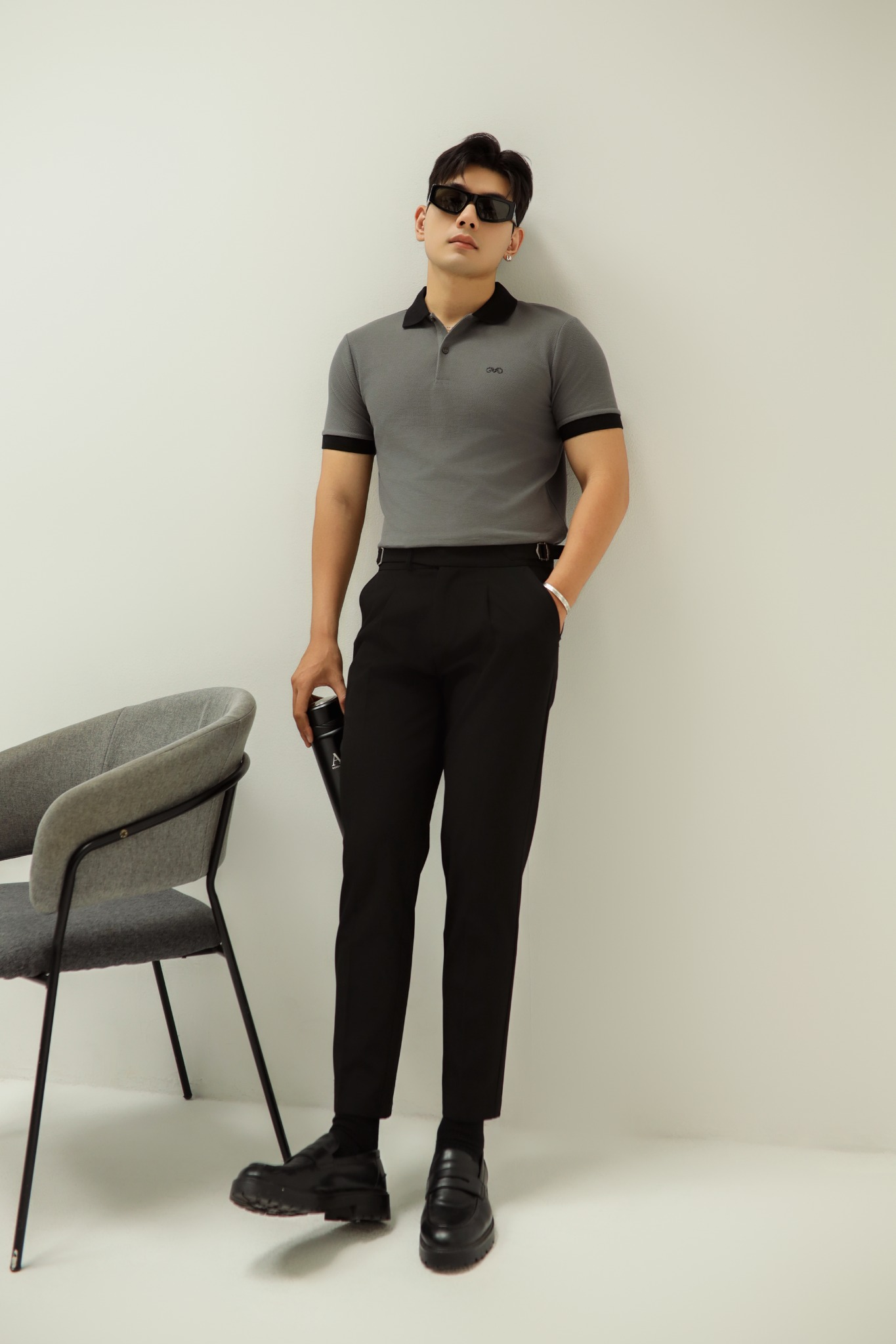 AG99 PREMIUM SLIMFIT POLO - LIGHT GREY