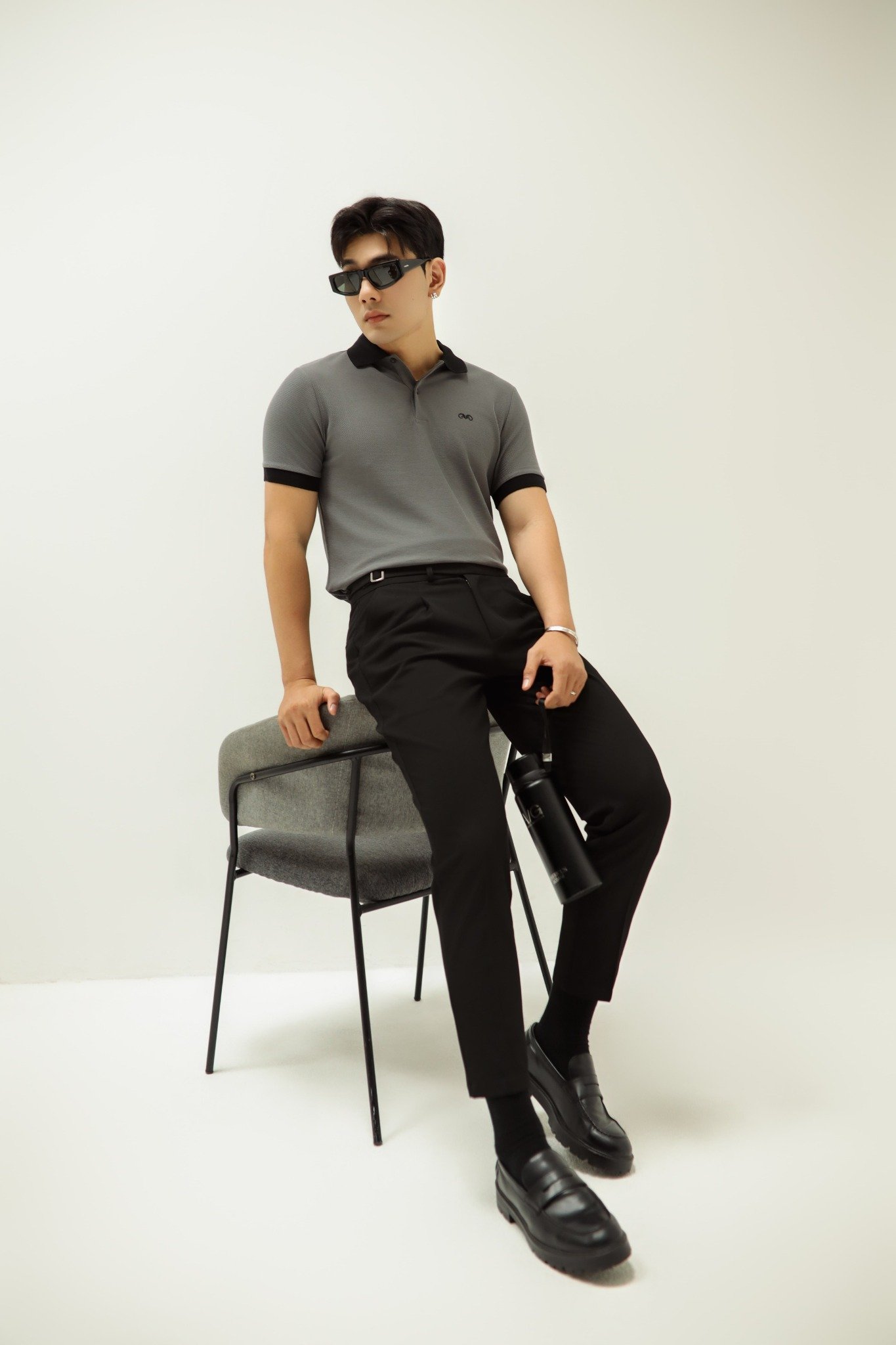 AG99 PREMIUM SLIMFIT POLO - LIGHT GREY