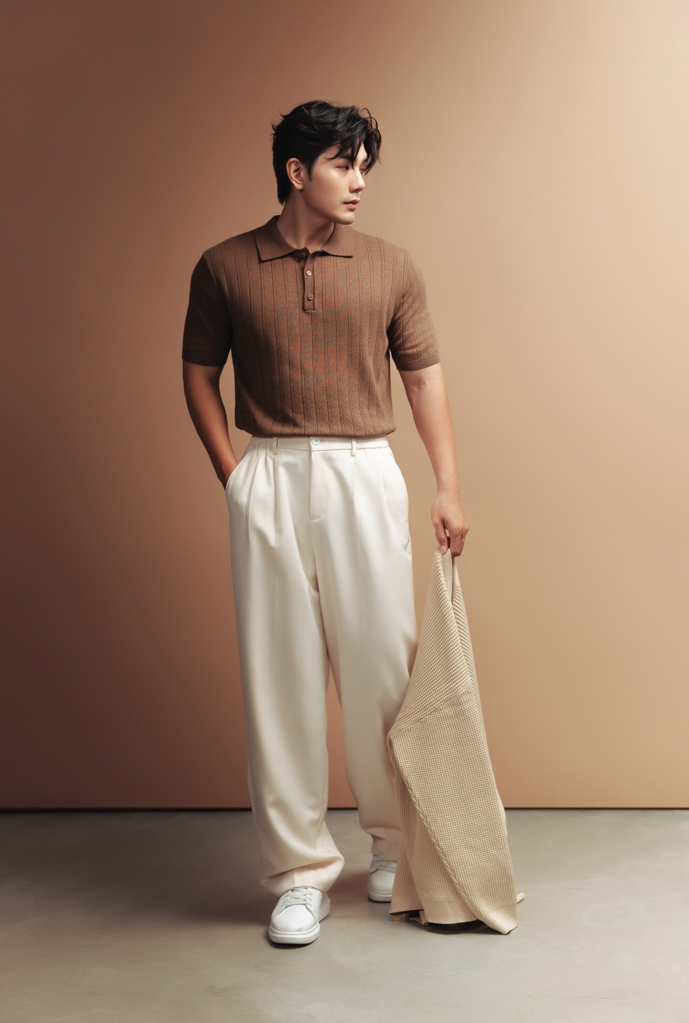 AG717 PREMIUM REGULAR FIT RIB STITCH POLO - BROWN