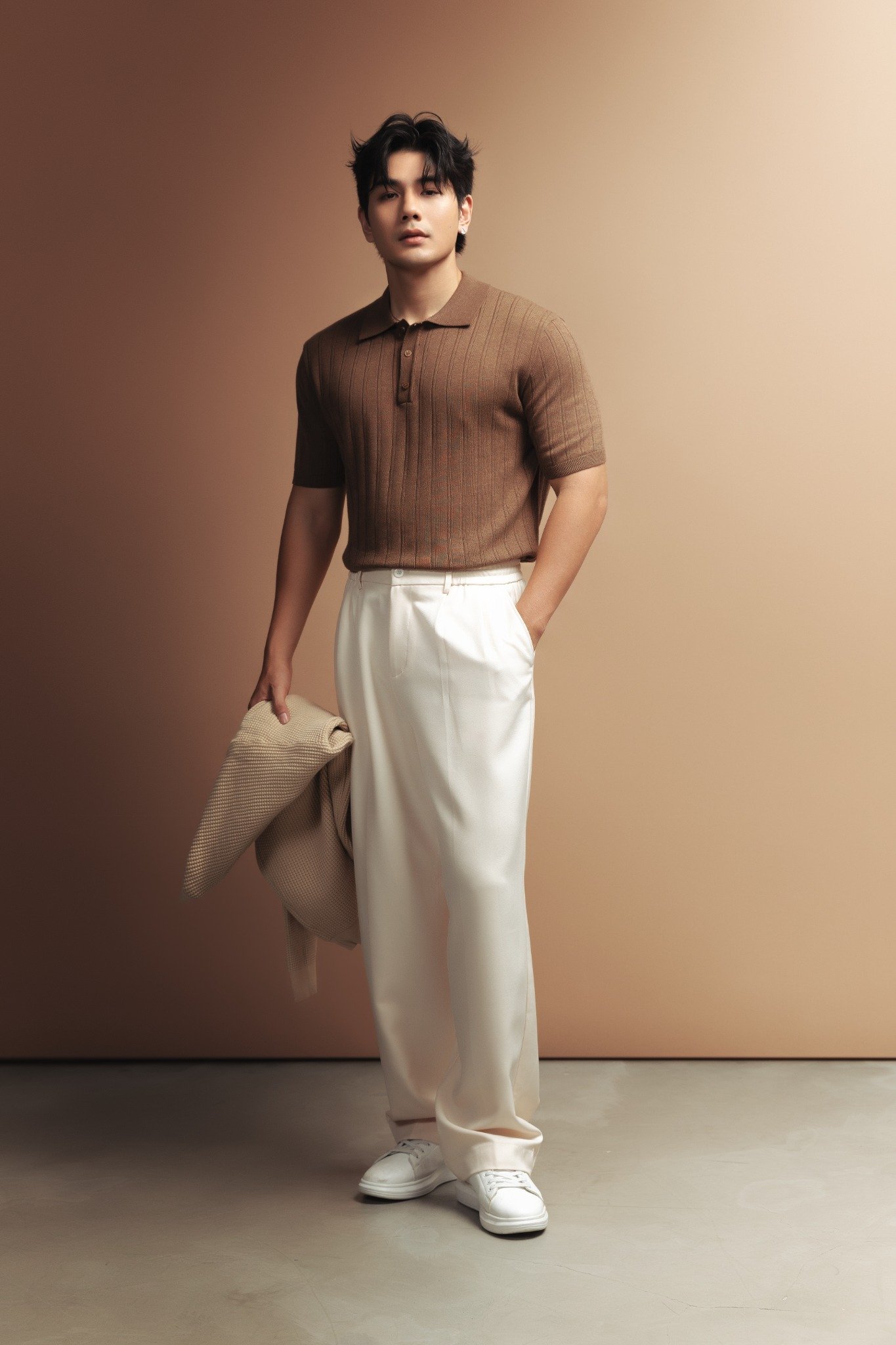 AG717 PREMIUM REGULAR FIT RIB STITCH POLO - BROWN