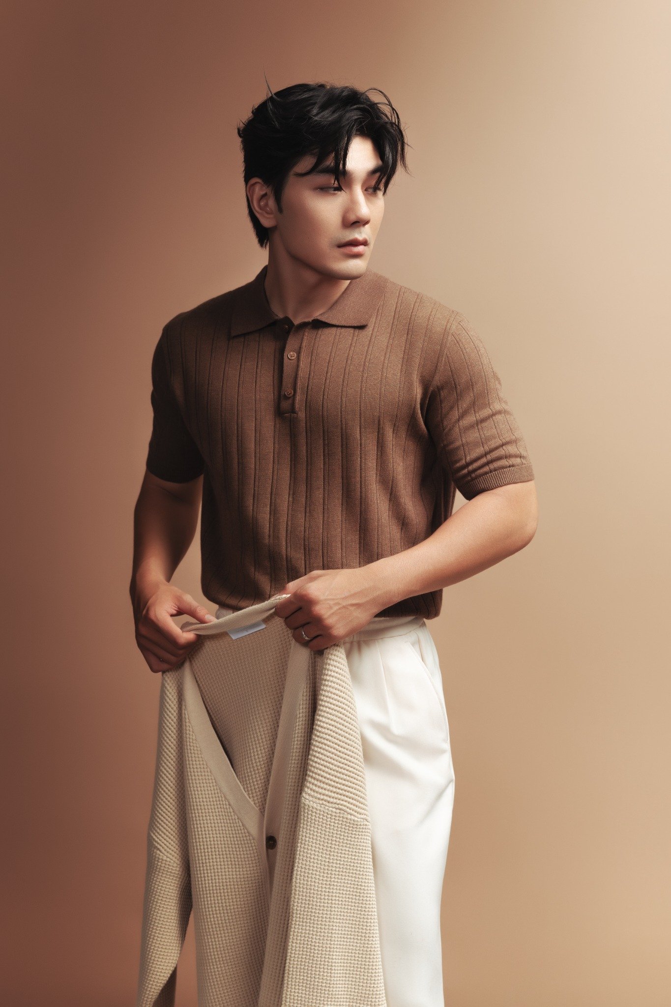 AG717 PREMIUM REGULAR FIT RIB STITCH POLO - BROWN