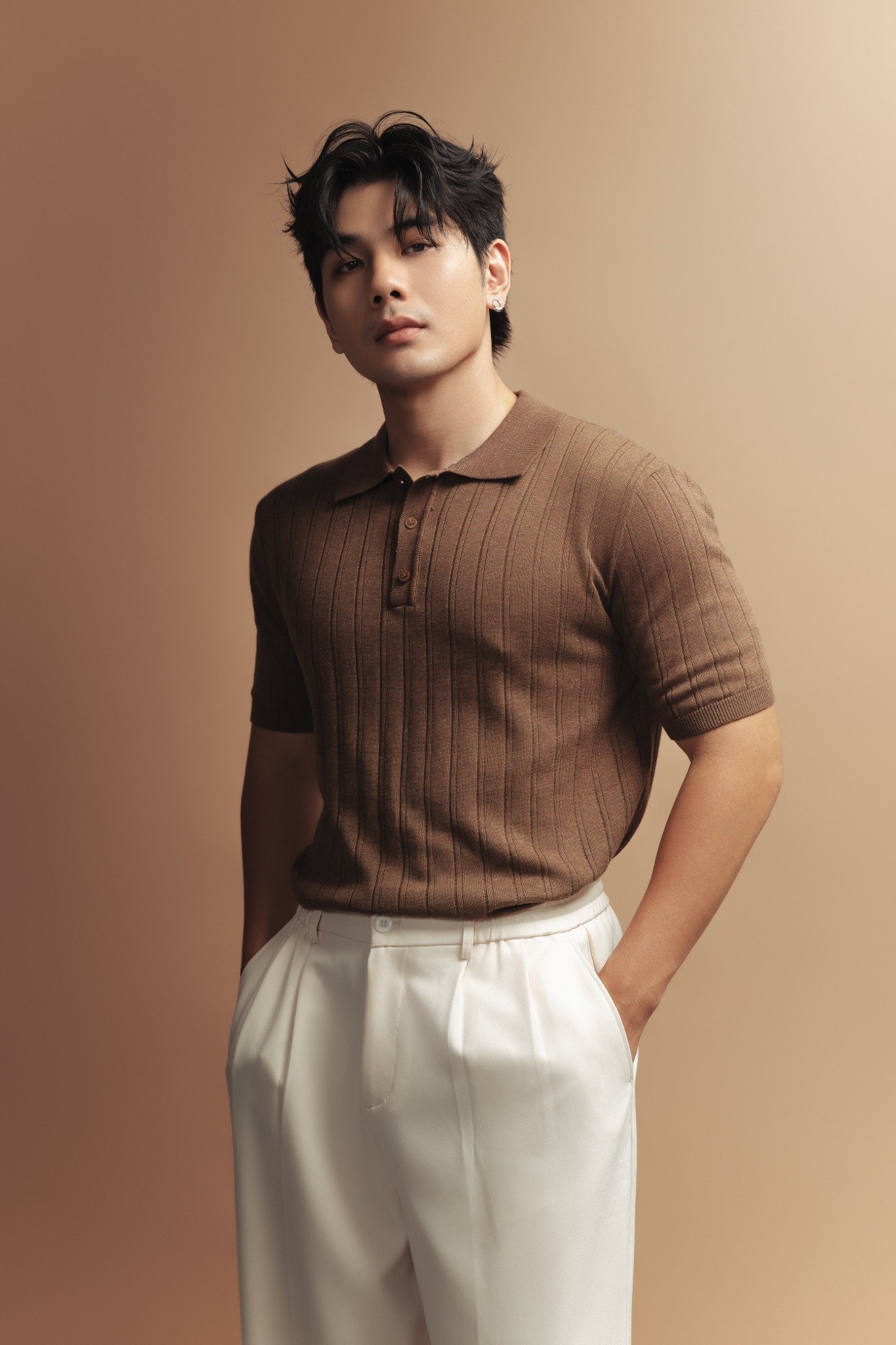 AG717 PREMIUM REGULAR FIT RIB STITCH POLO - BROWN