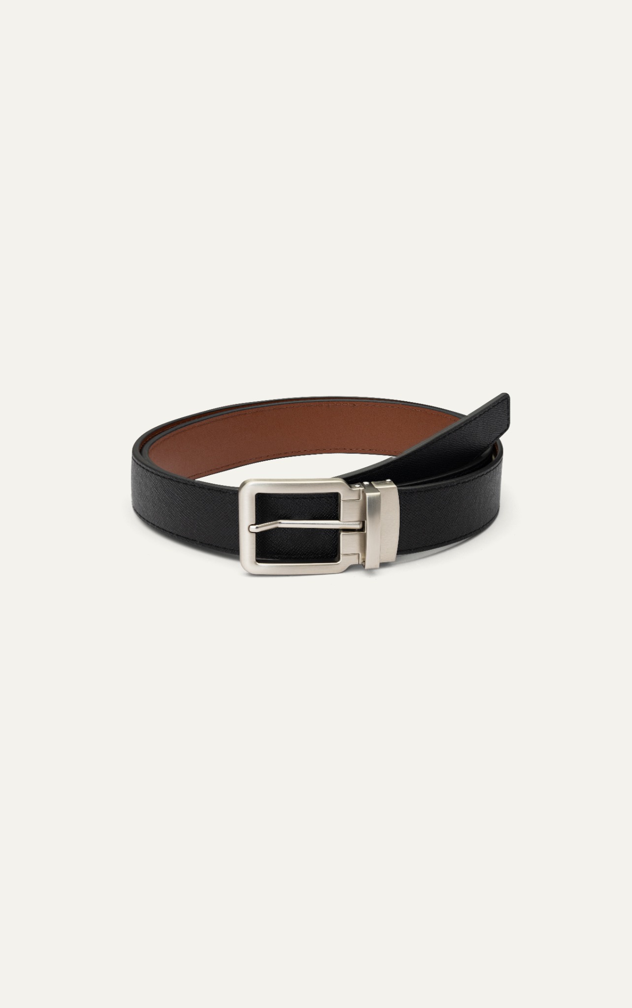 AG LEATHER BELTS TWO-SIDED - SQUARE HEAD SILVER