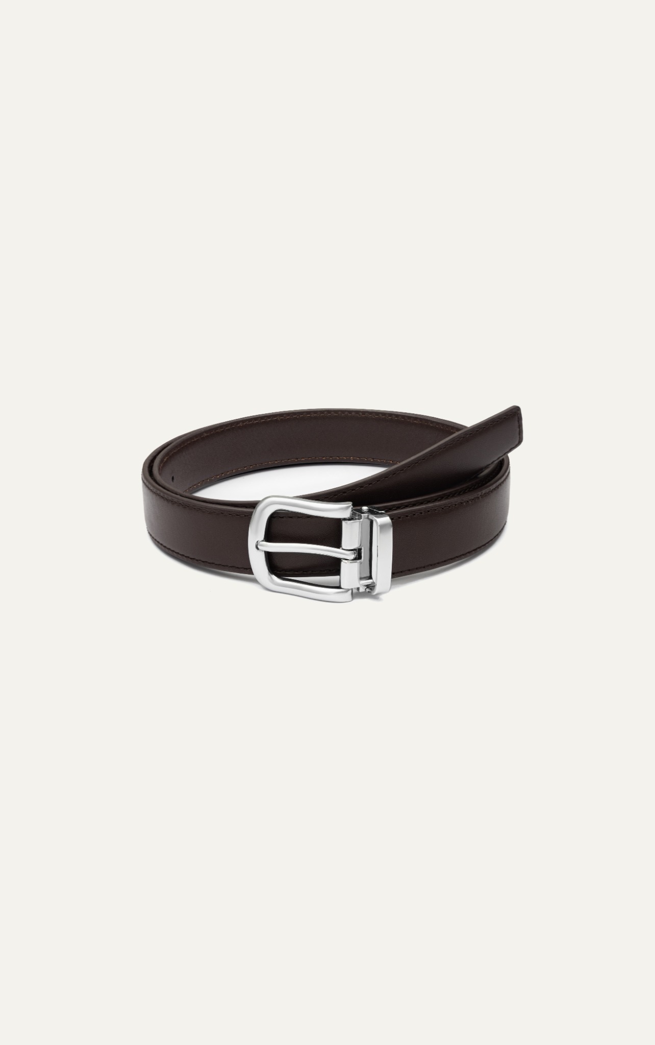 AG LEATHER BELTS BROWN - SQUARE HEAD SILVER