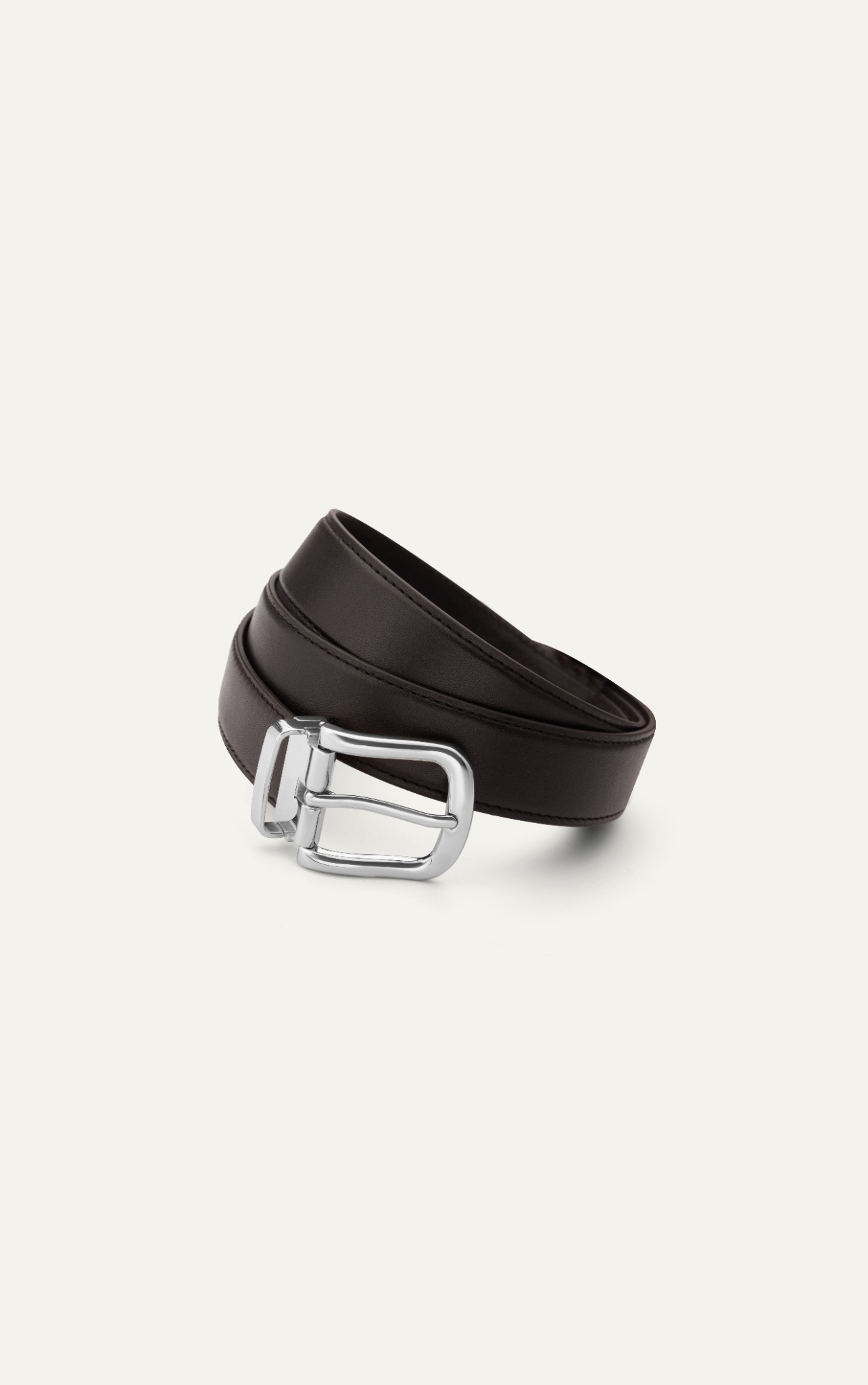 AG LEATHER BELTS BROWN - SQUARE HEAD SILVER