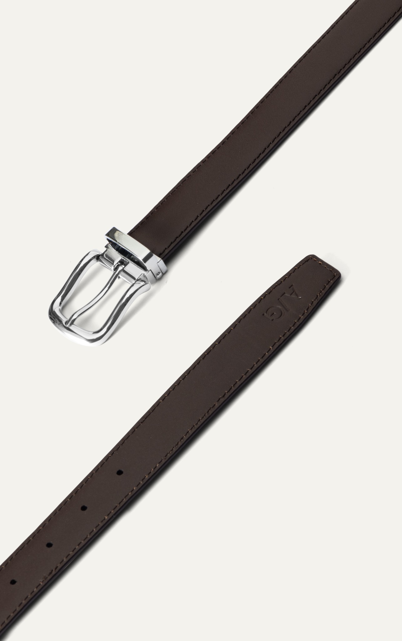 AG LEATHER BELTS BROWN - SQUARE HEAD SILVER