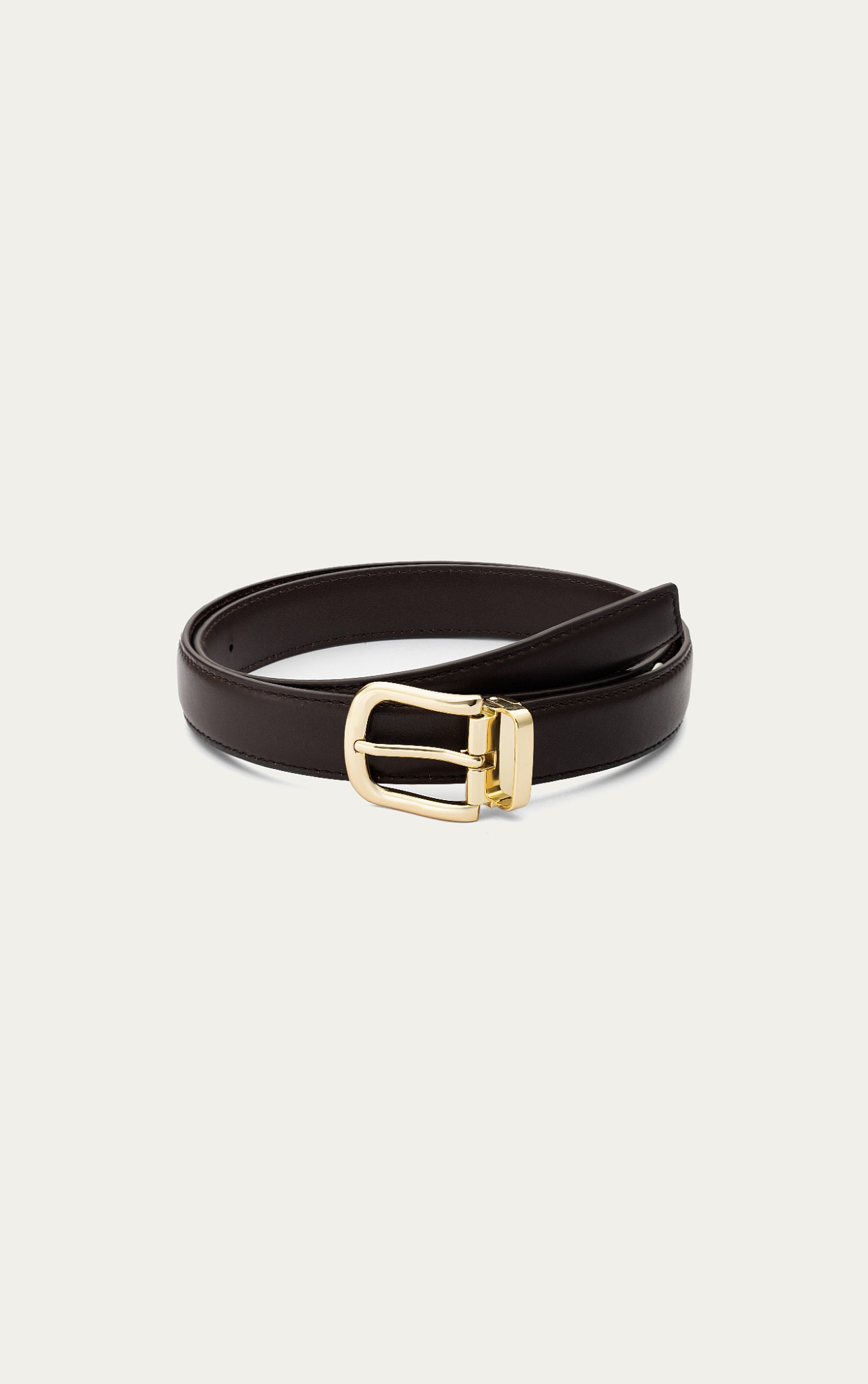 AG LEATHER BELTS BROWN - SQUARE HEAD GOLD