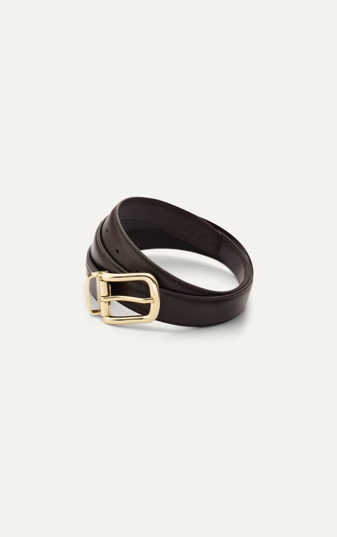 AG LEATHER BELTS BROWN - SQUARE HEAD GOLD