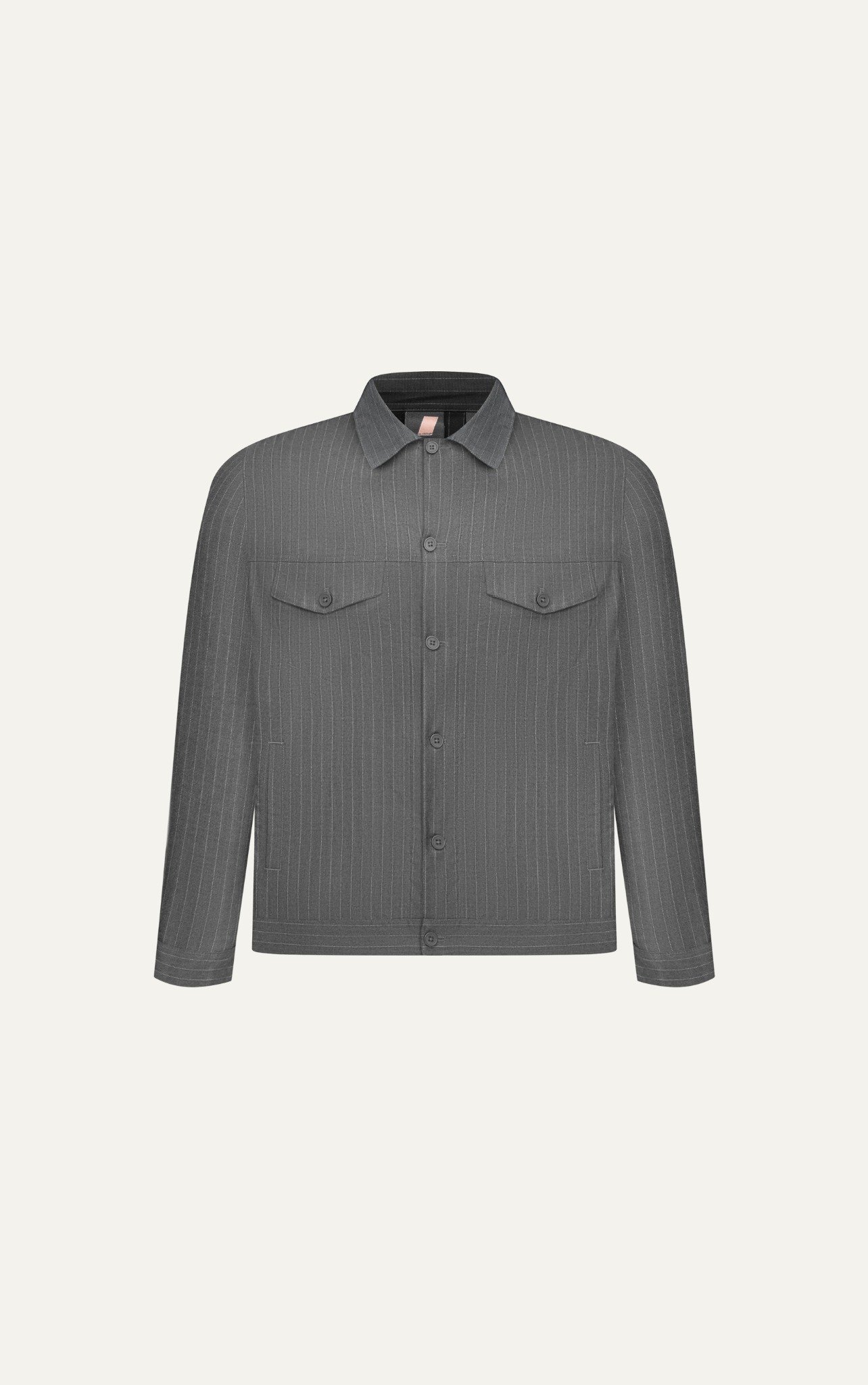 AG08 STUDIO REGULAR FIT STRIPED TWO POCKETS JACKET - LIGHT GREY
